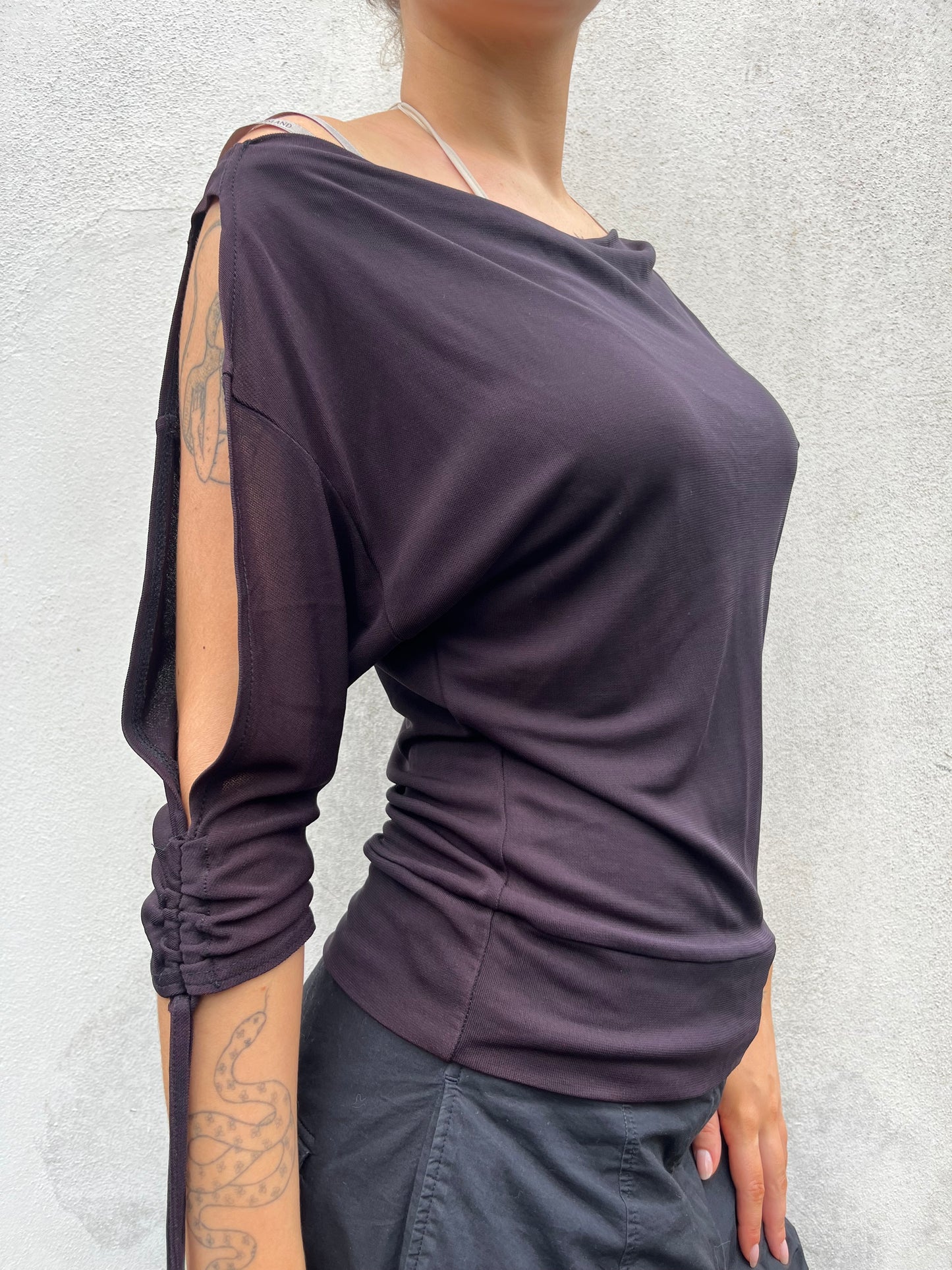 aubergine batwing top