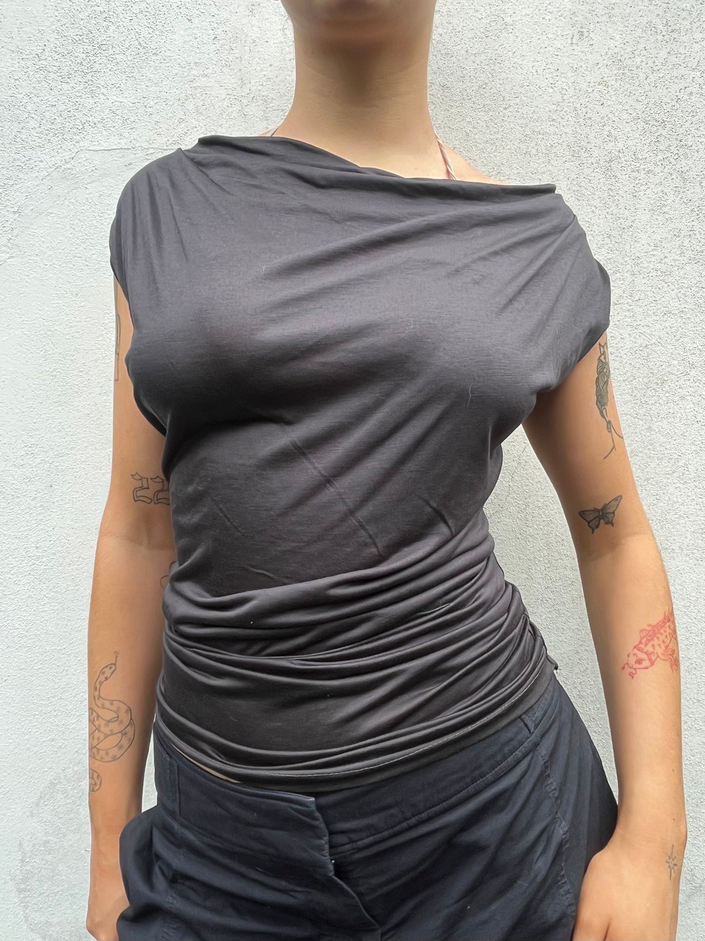 grey brown slouchy top