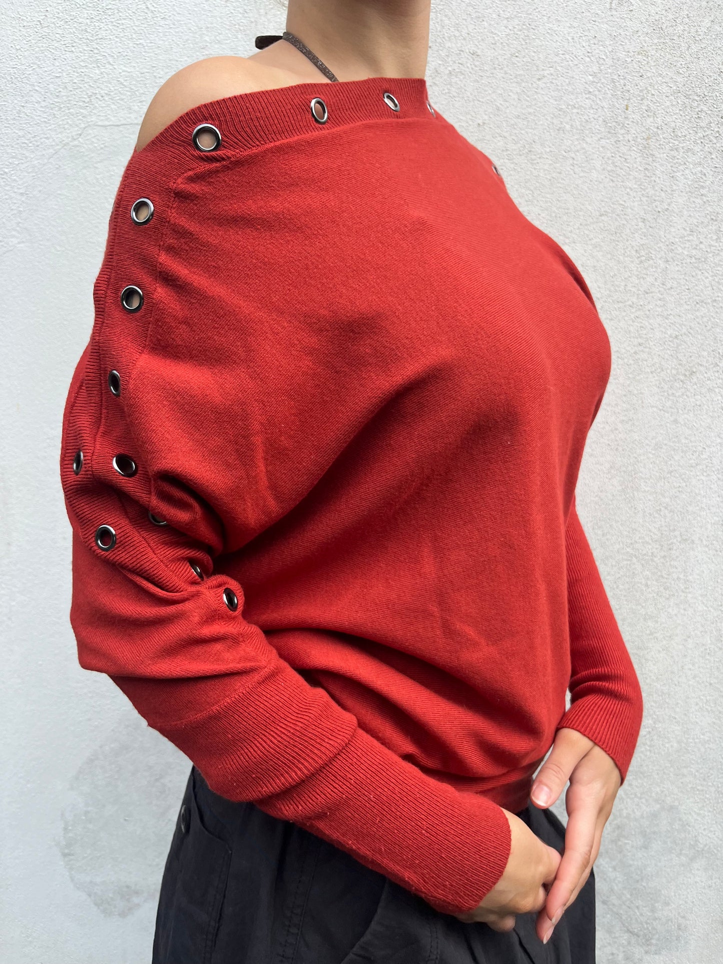 orange / red batwing knit