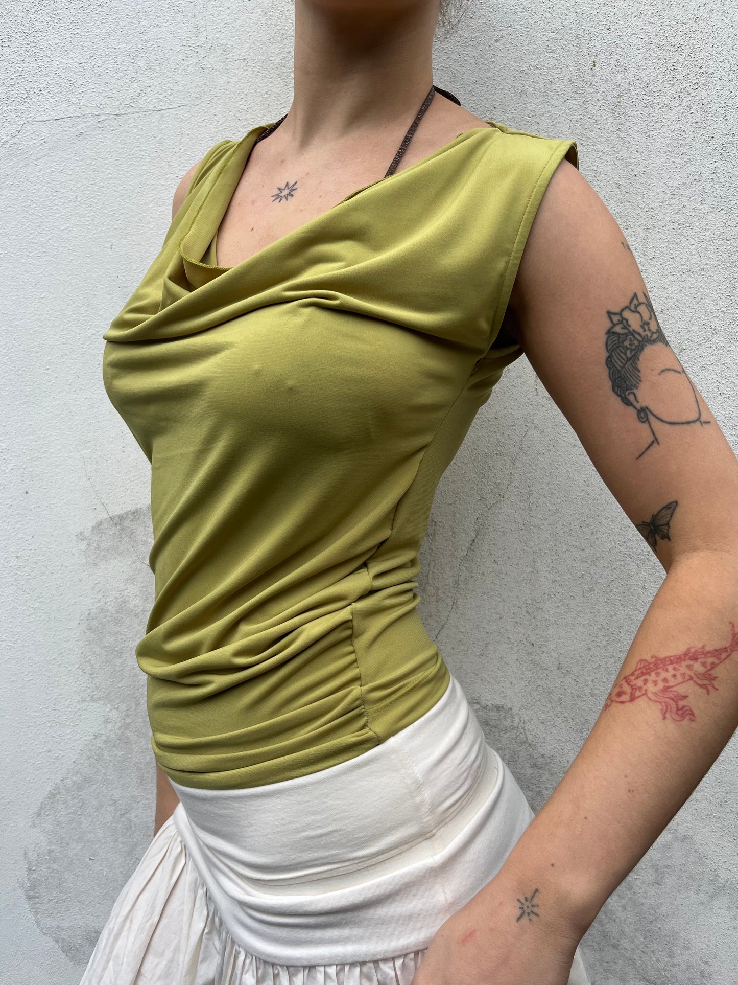 green slouchy top