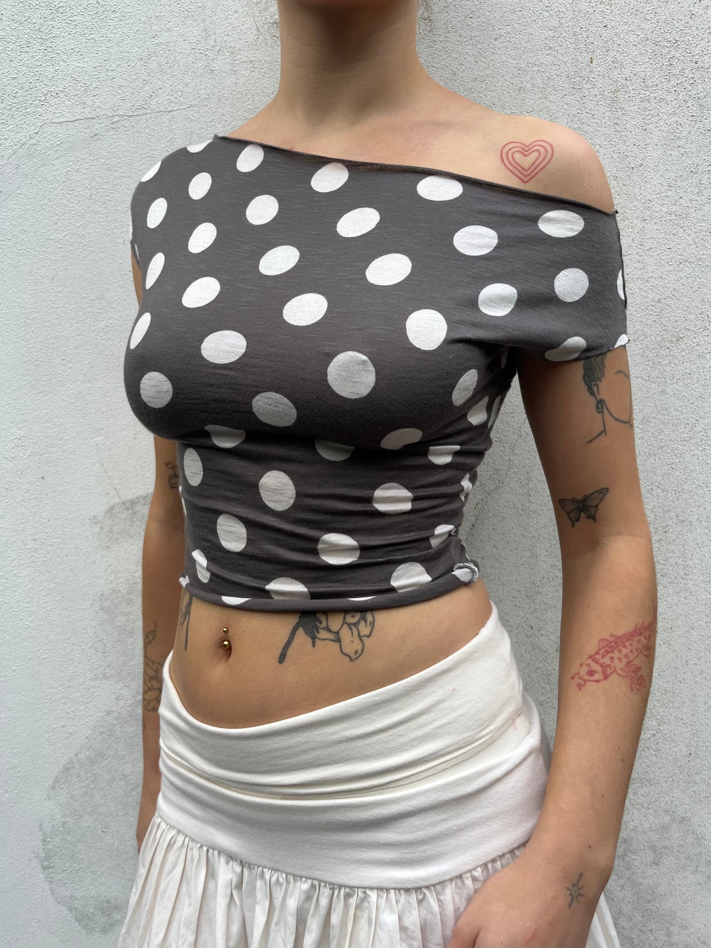 brown polka top