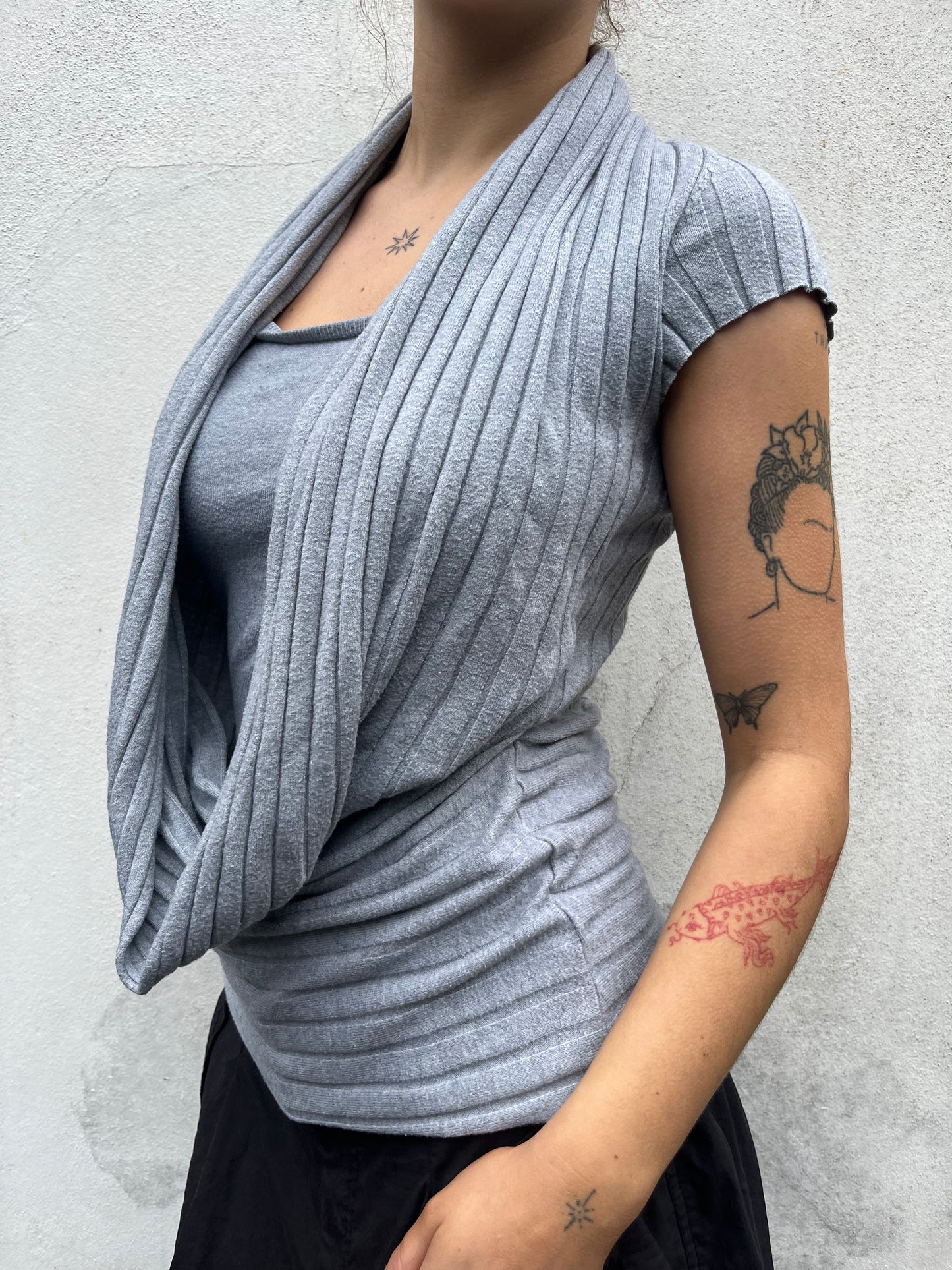 grey cowl top