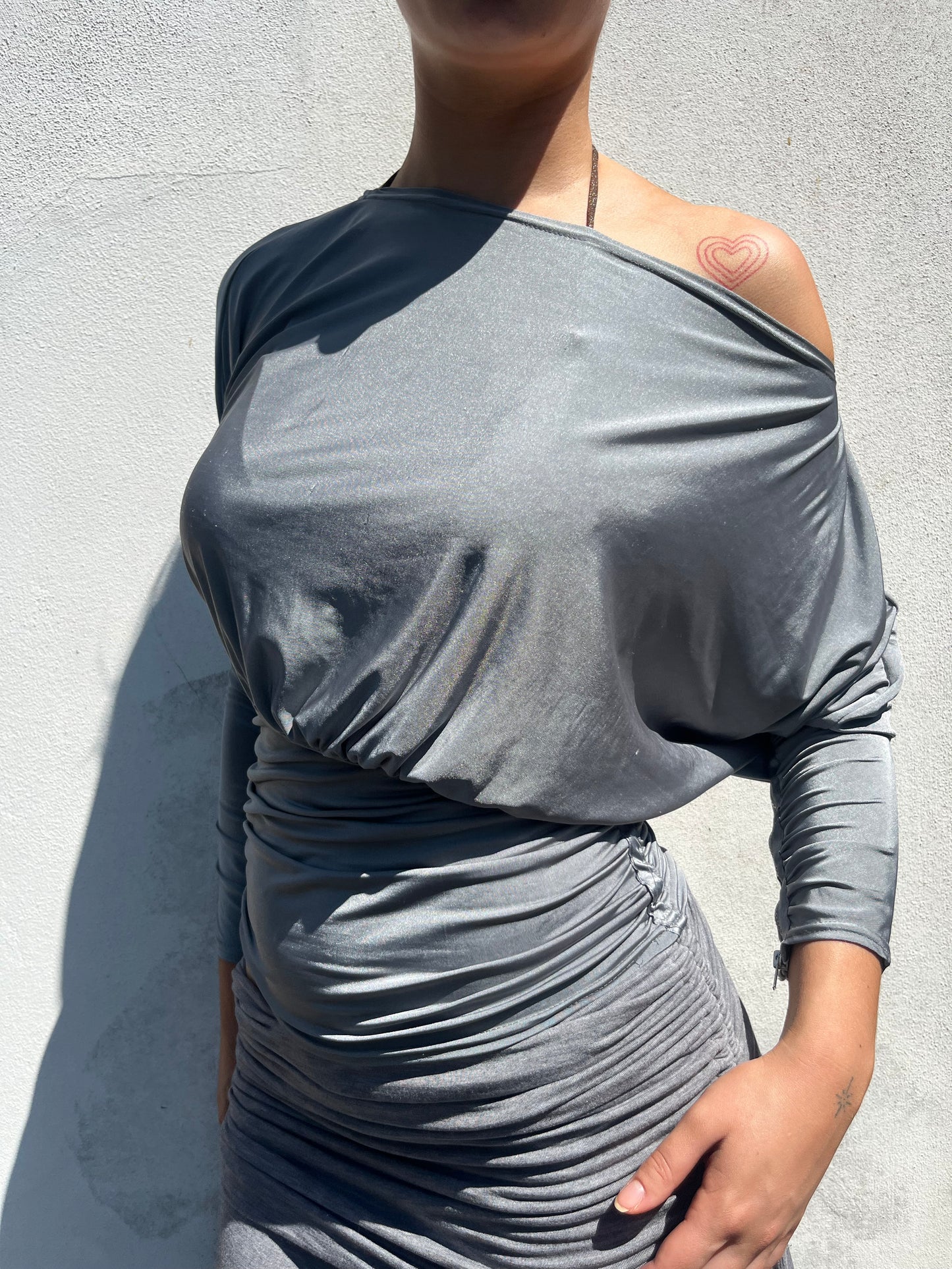 shiny batwing top