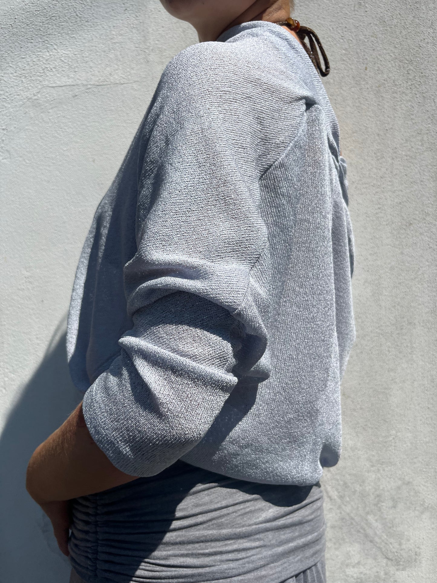 icy blue slouchy top
