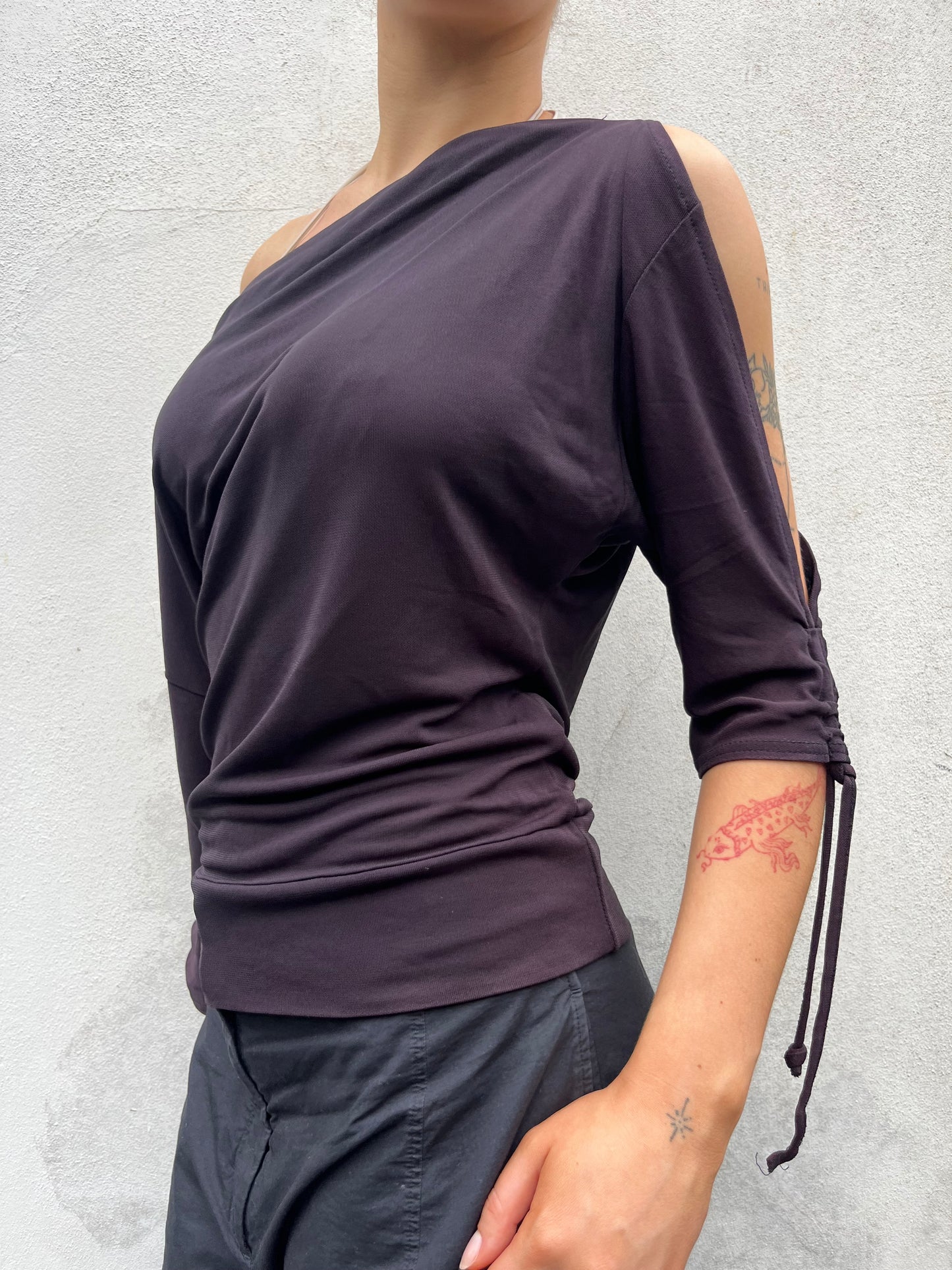 aubergine batwing top
