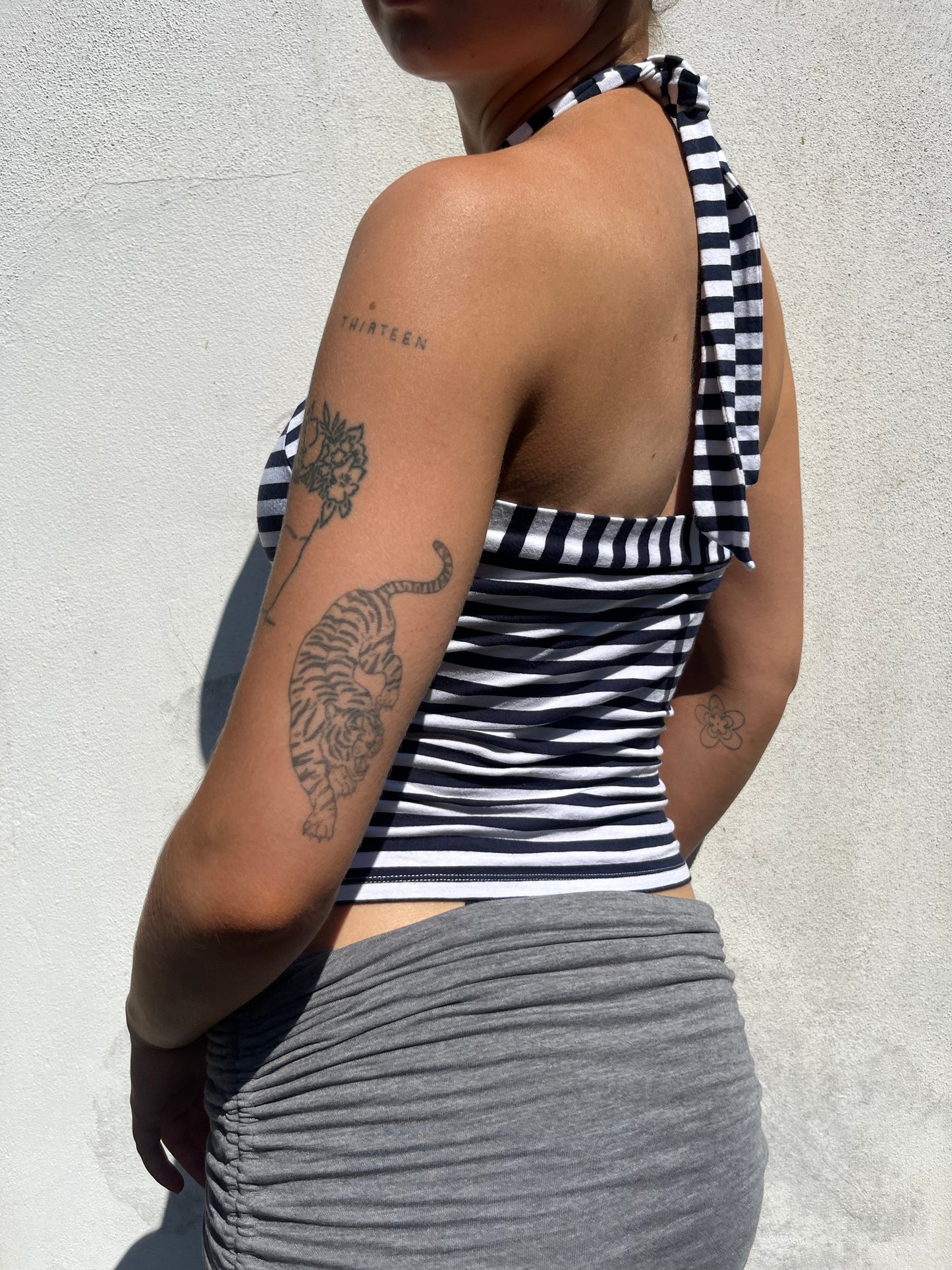 stripy halter neck top