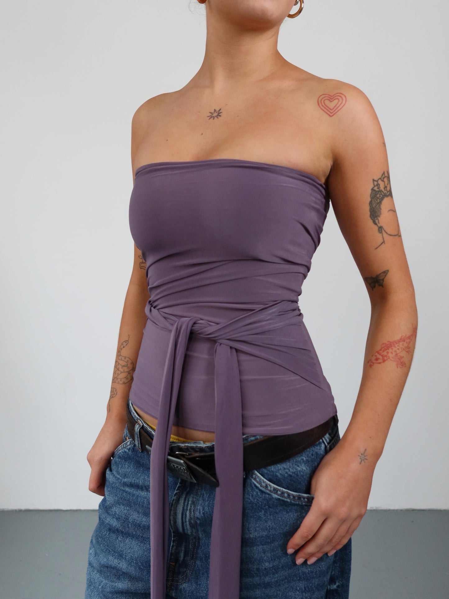wrap top in purple mauve