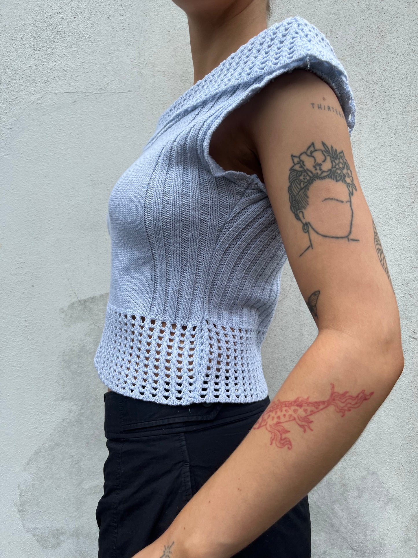 ice blue knit top