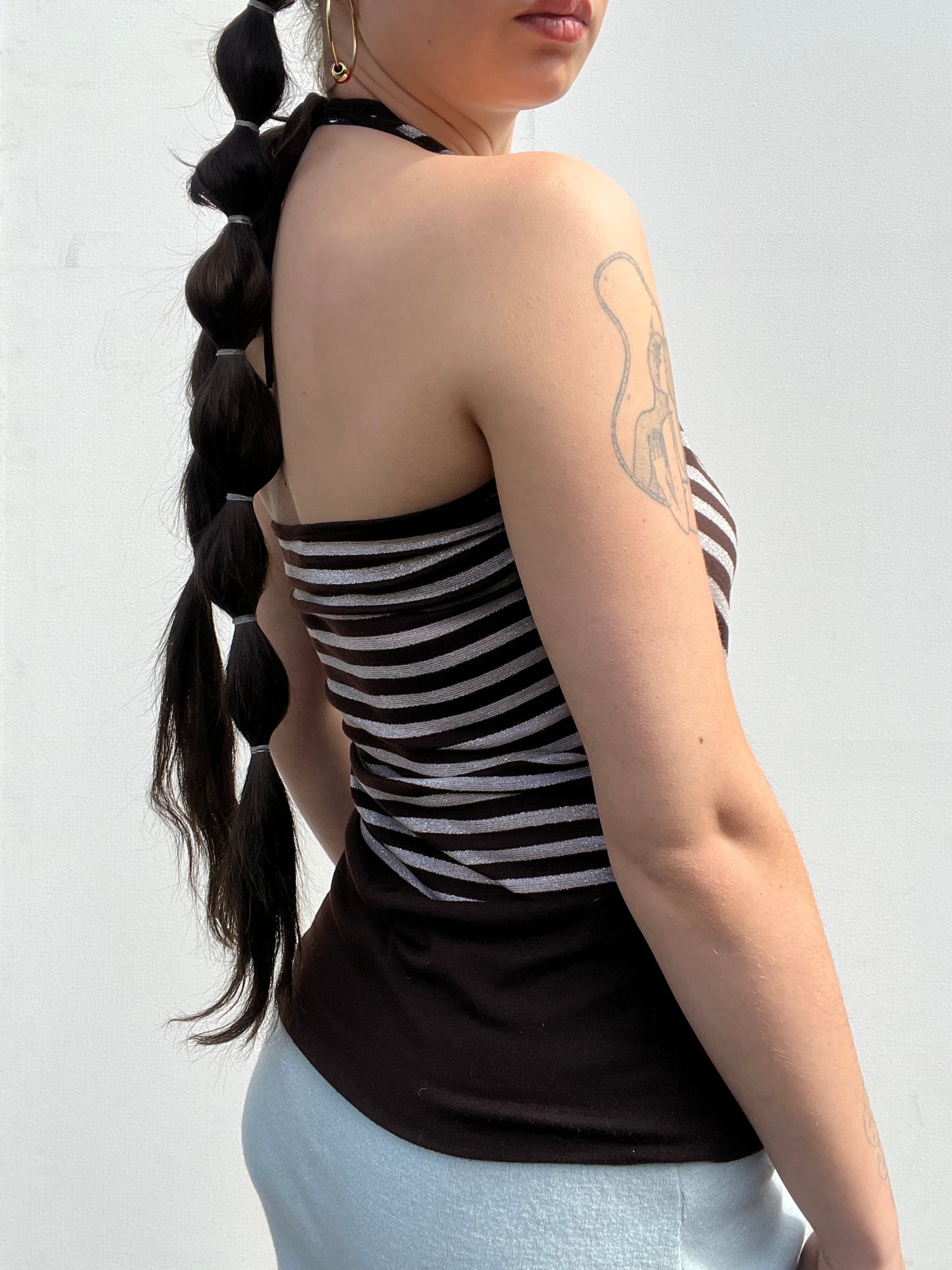 stripy halter neck