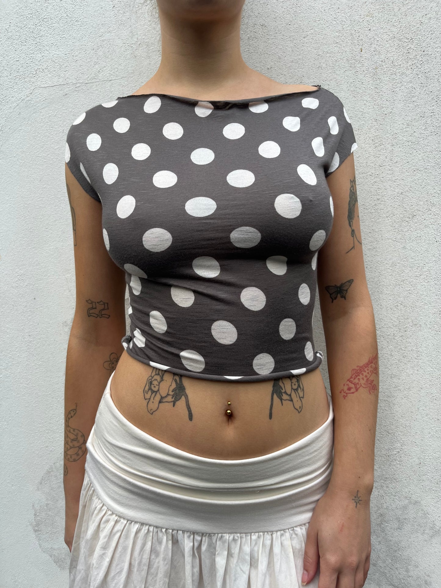 brown polka top