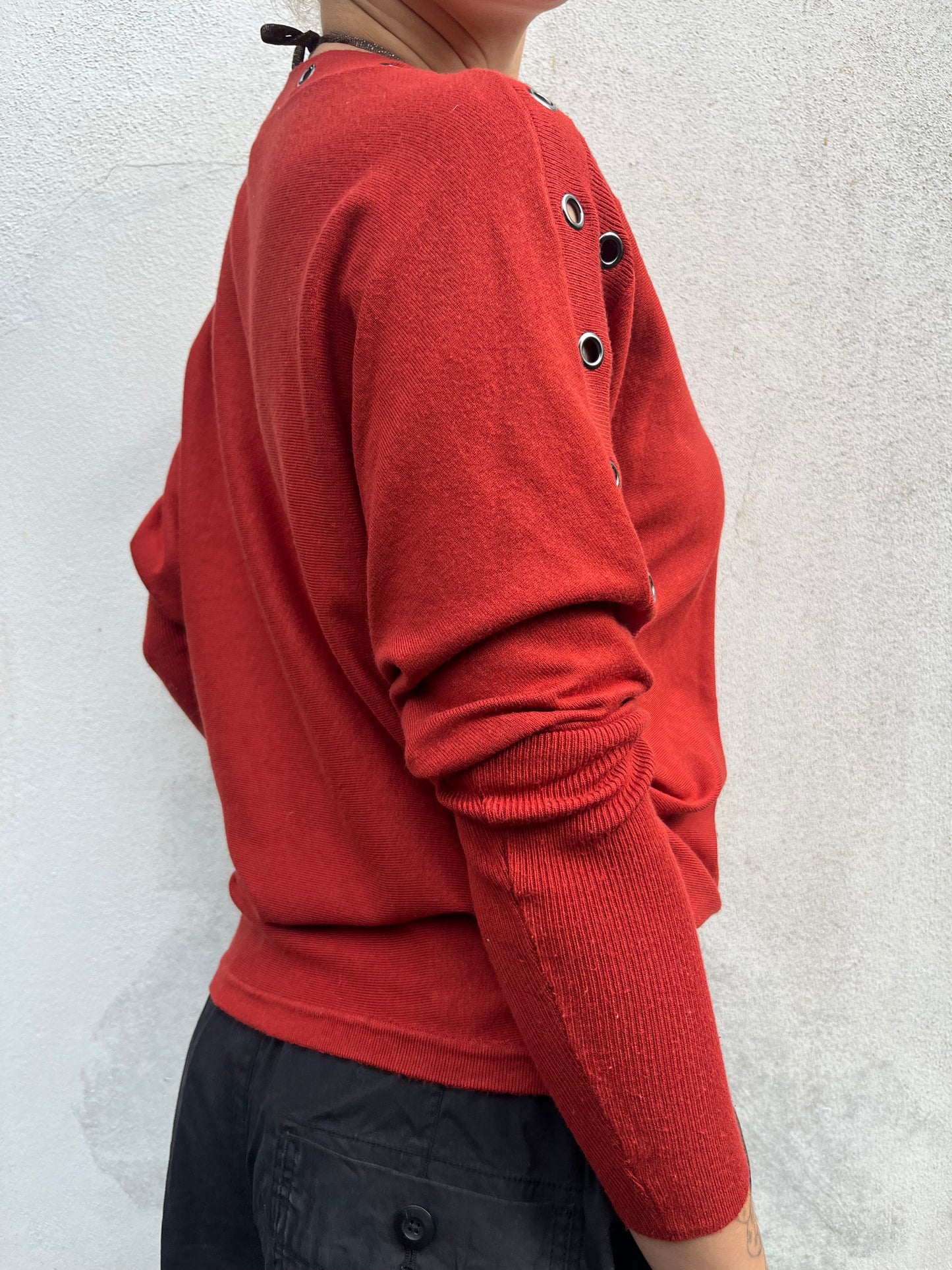 orange / red batwing knit