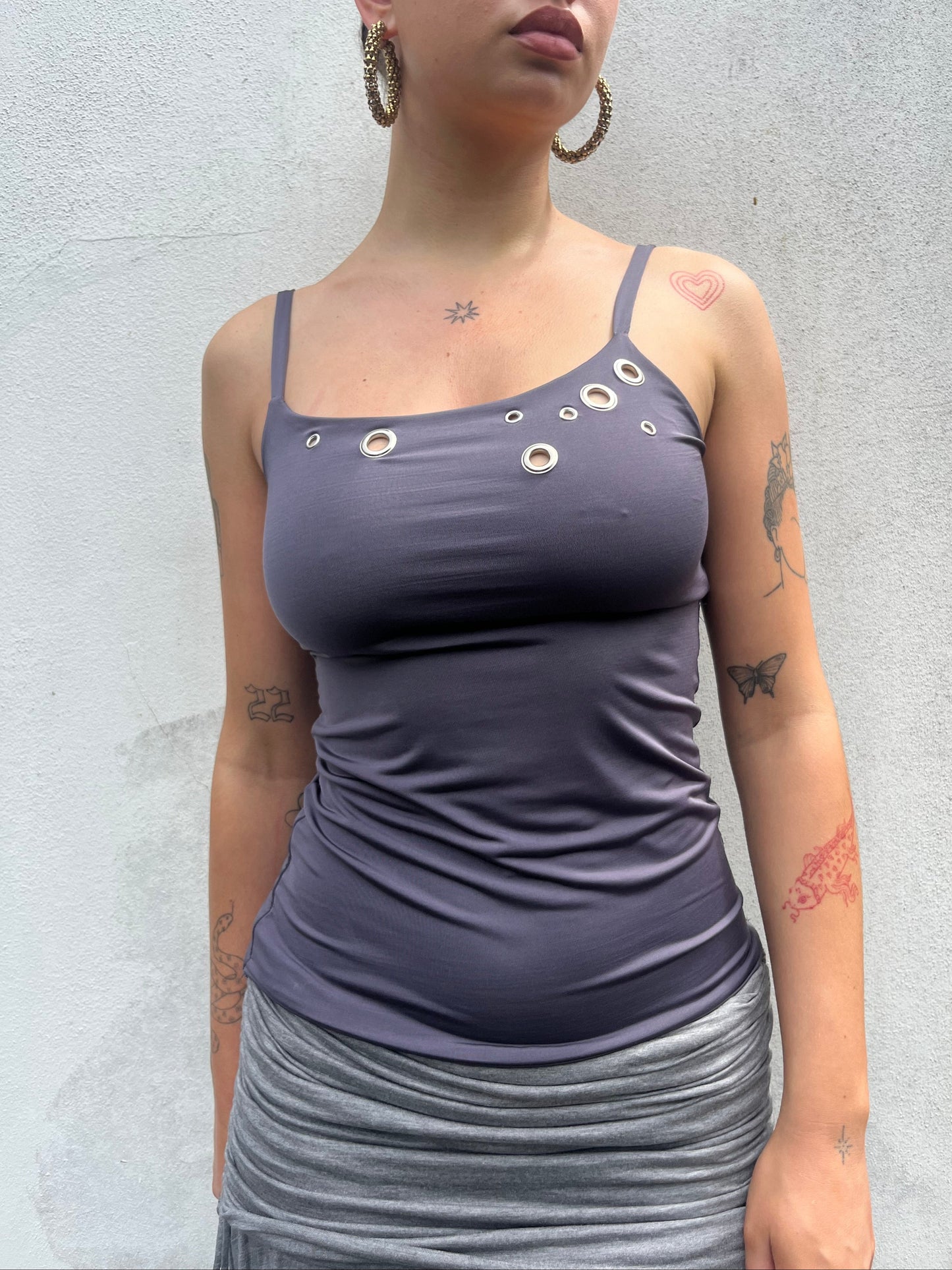 eyelet cami in slate
