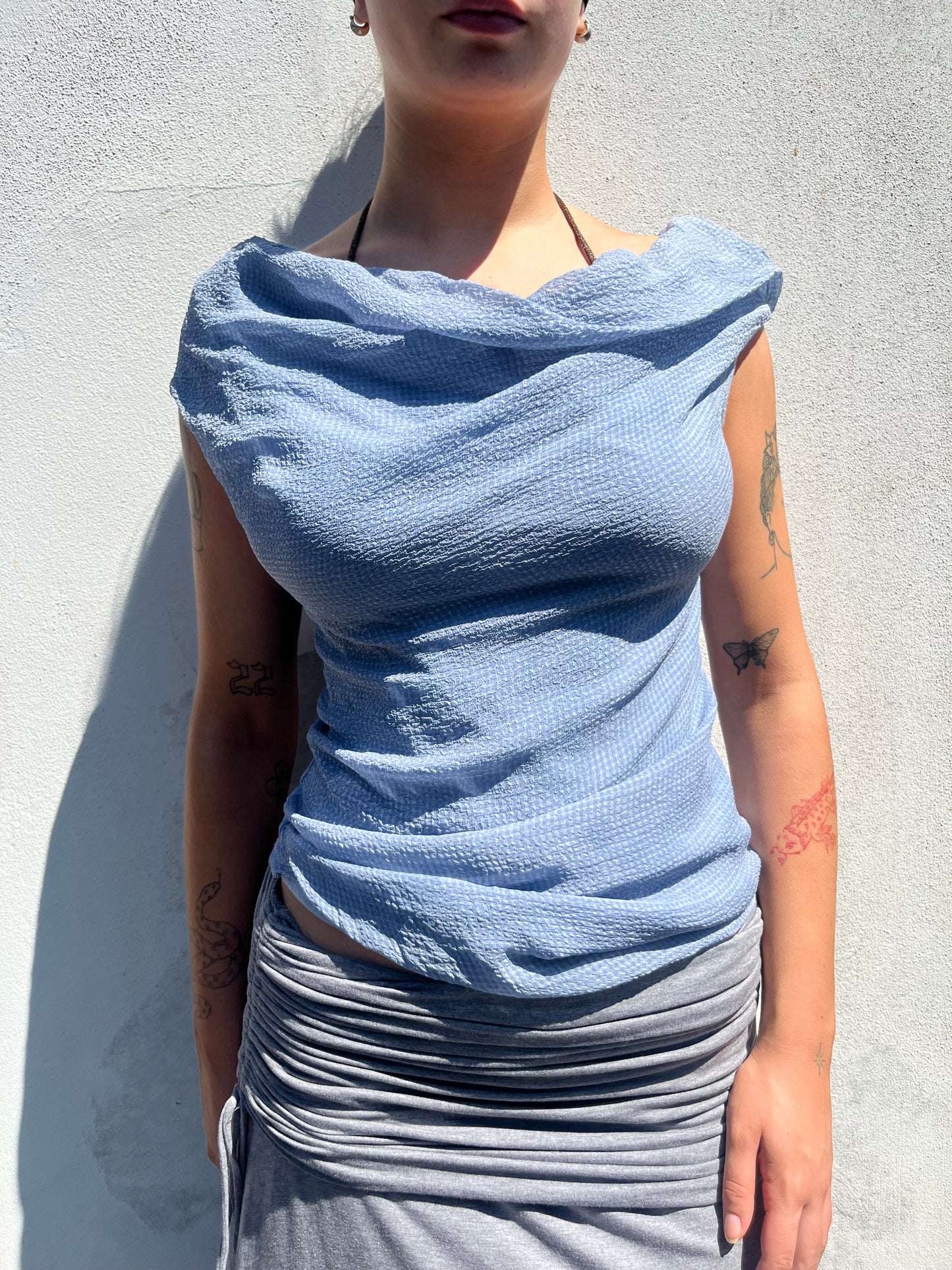 blue slouchy top