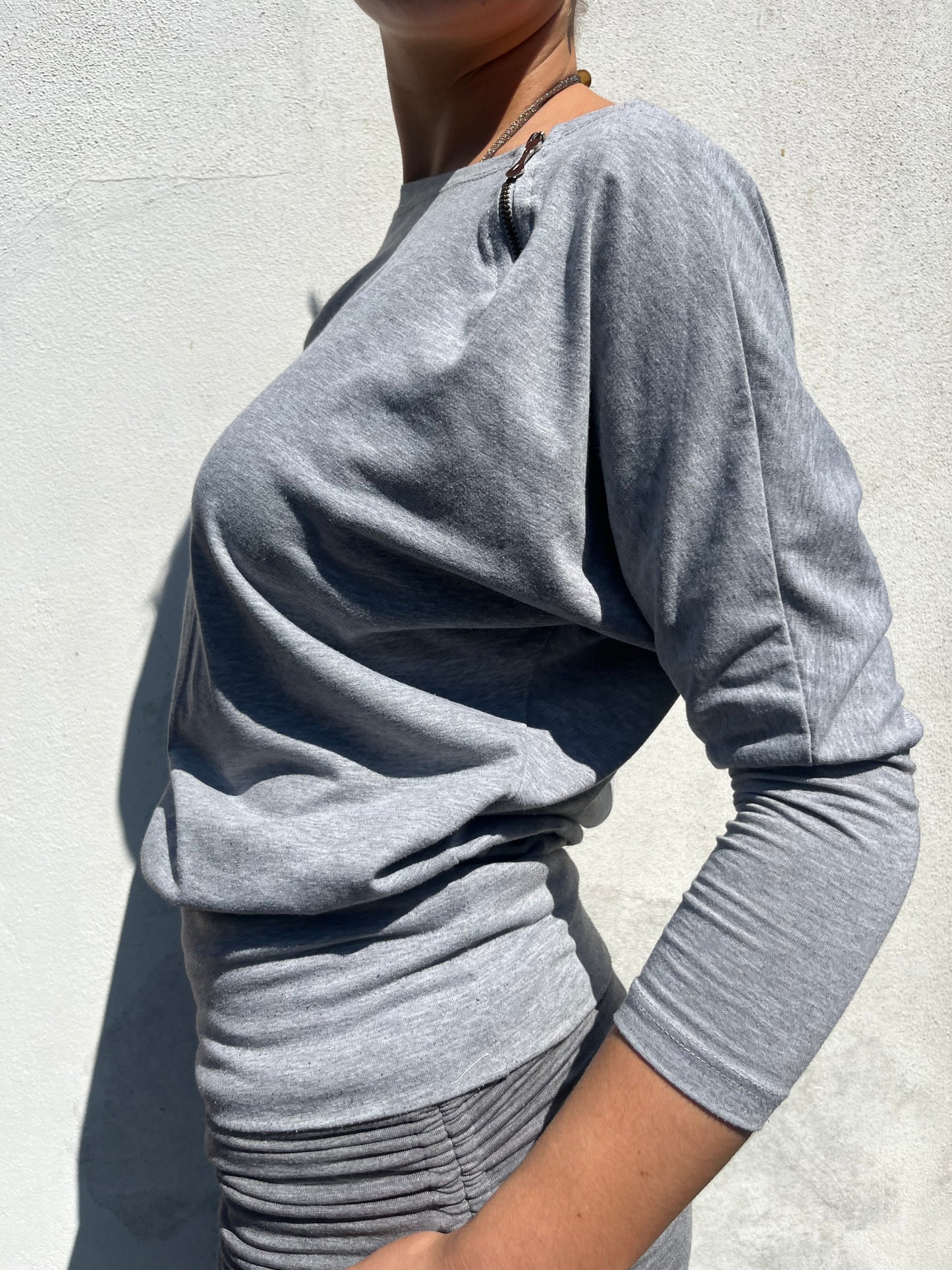 grey batwing top