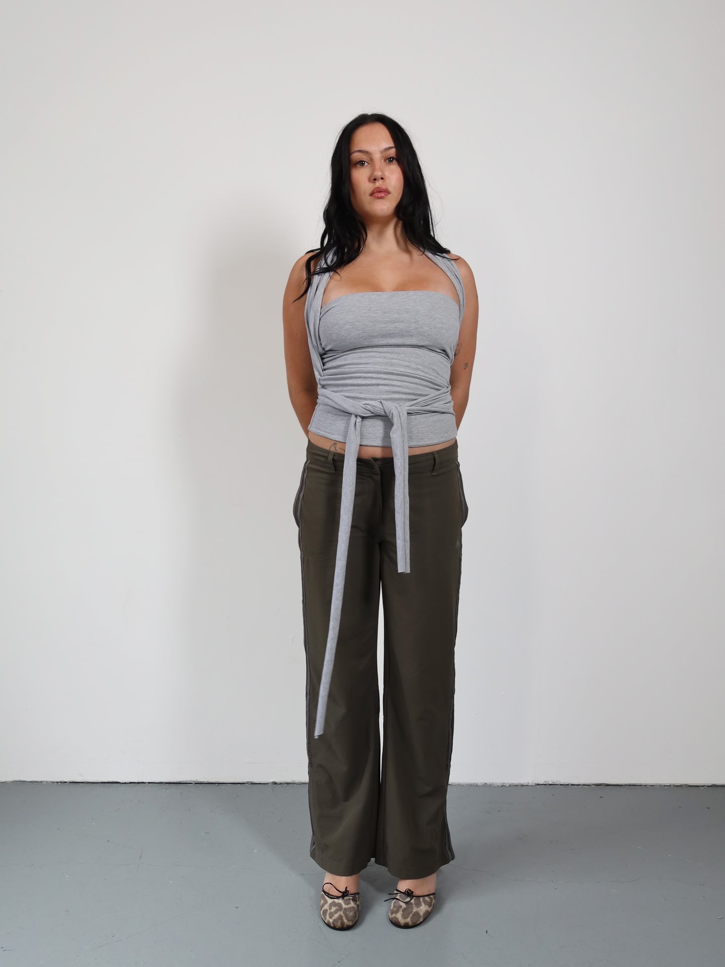 wrap top in marl grey