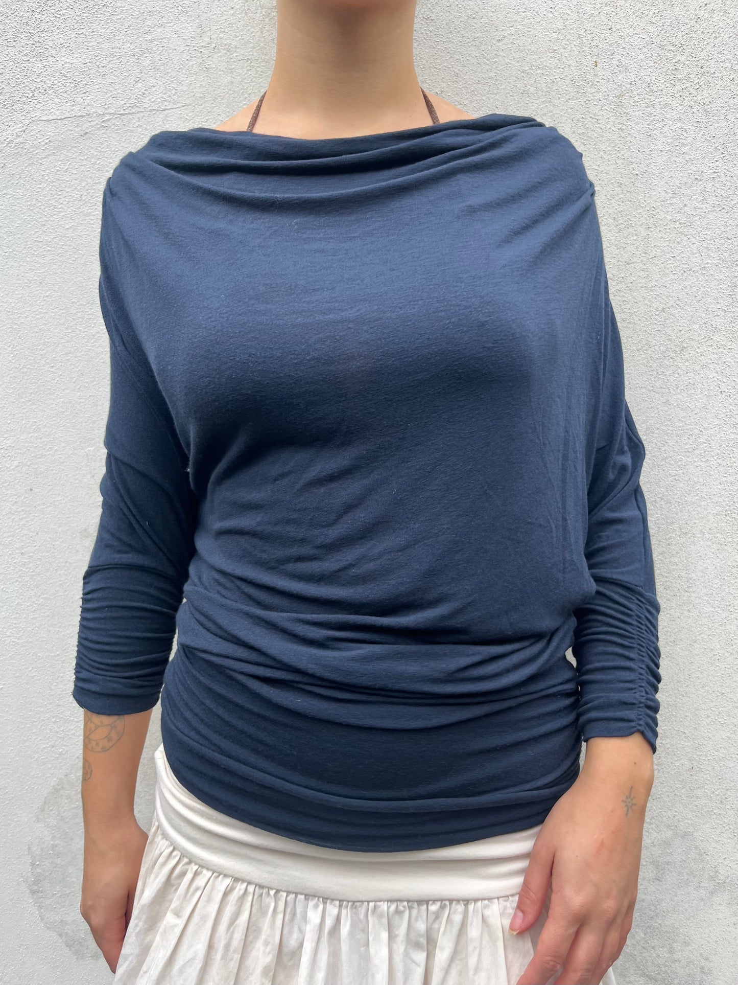 navy batwing knit