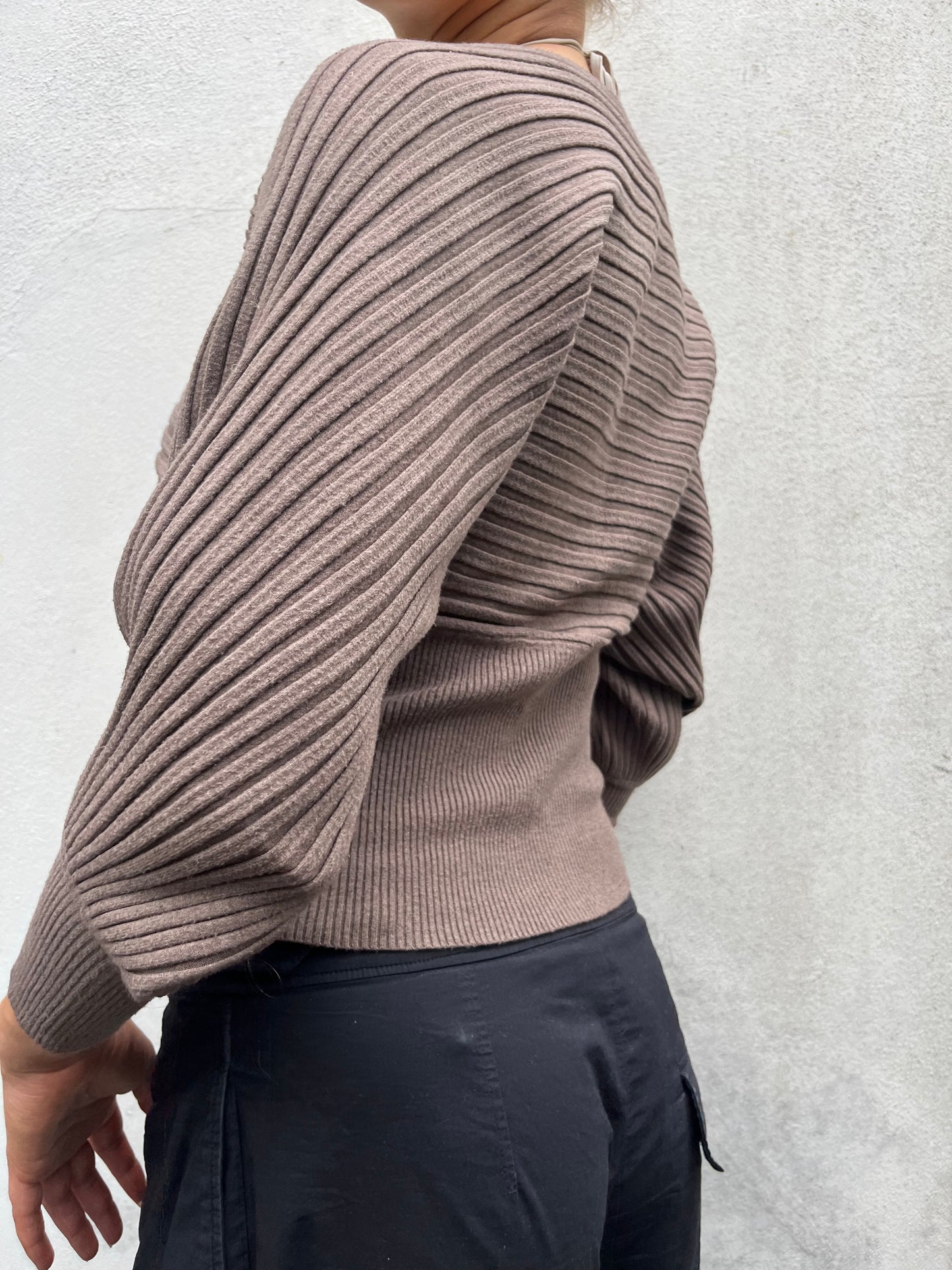 brown batwing knit