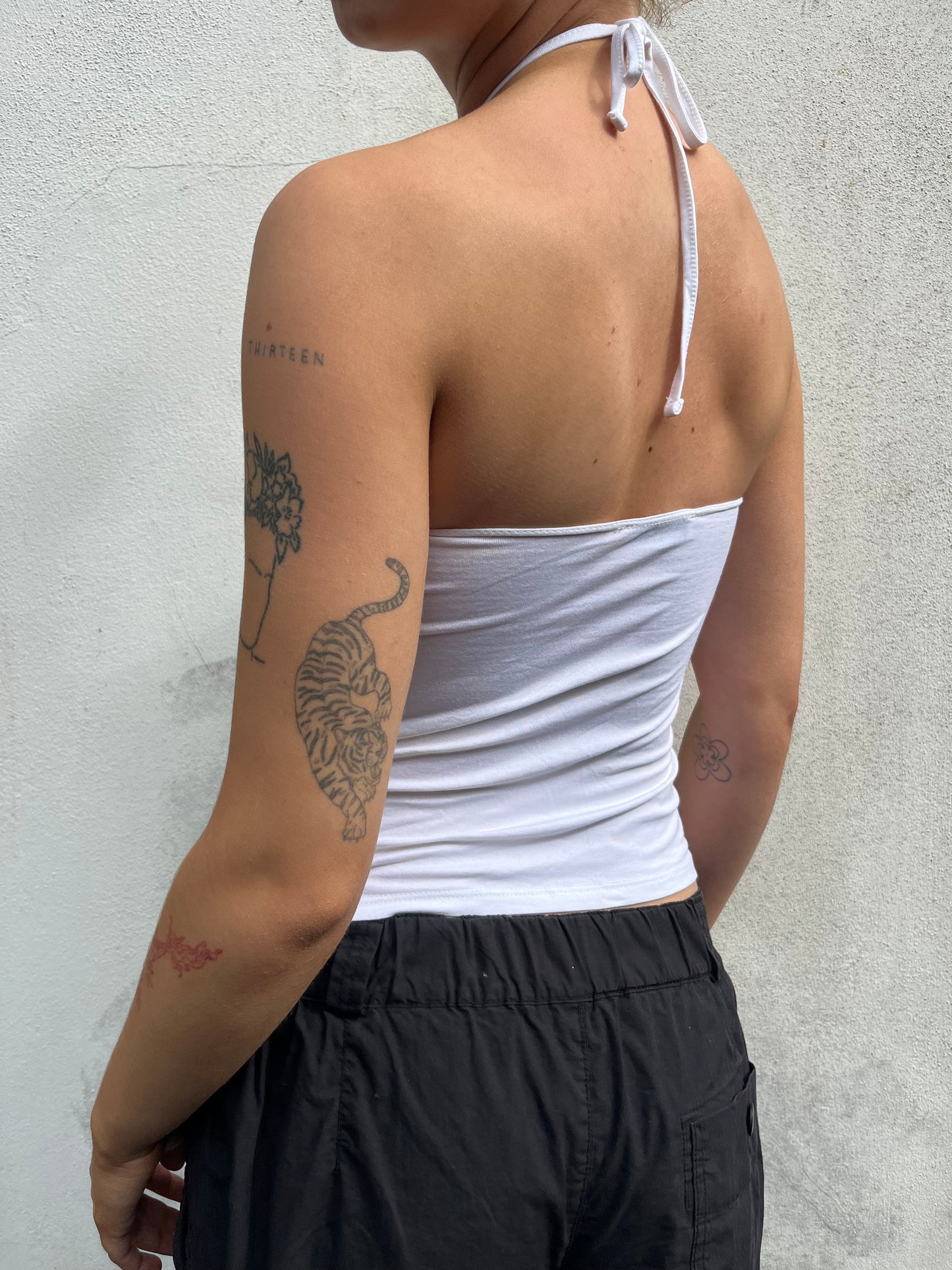 white halter neck top
