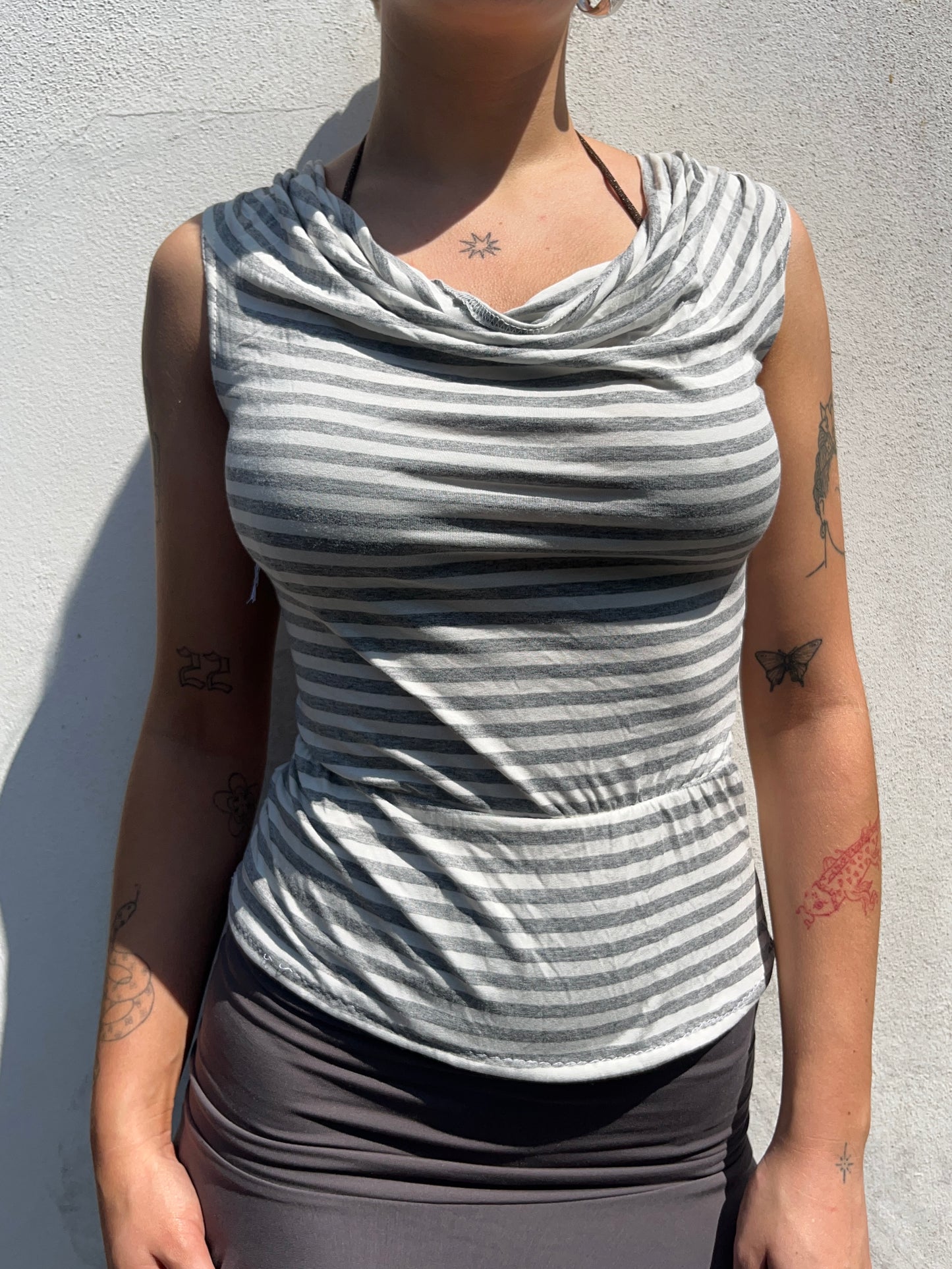grey stripy top