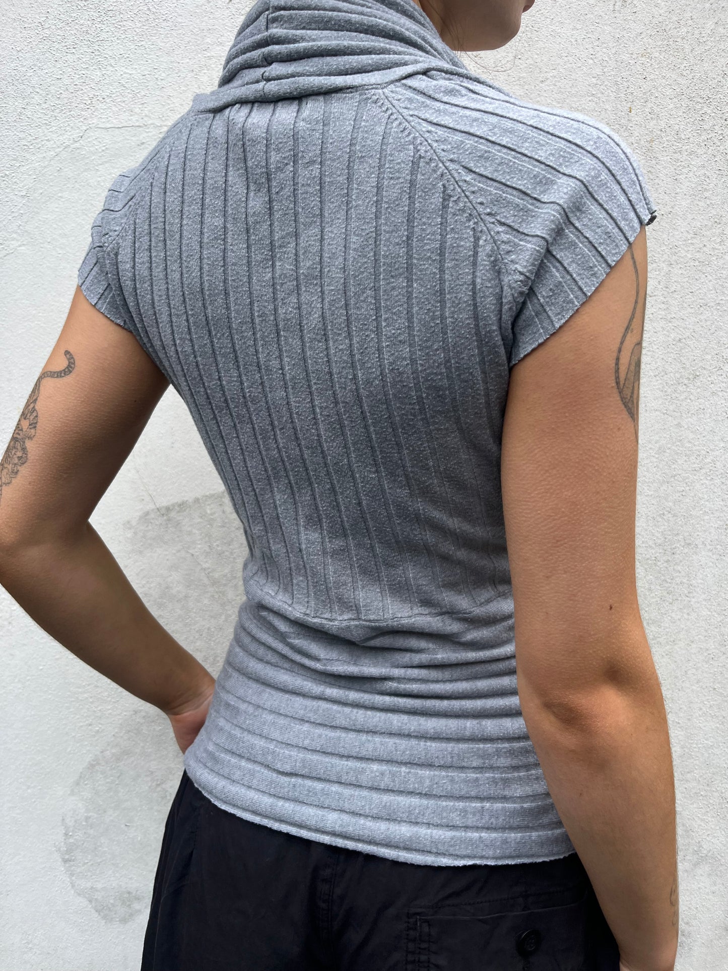 grey cowl top