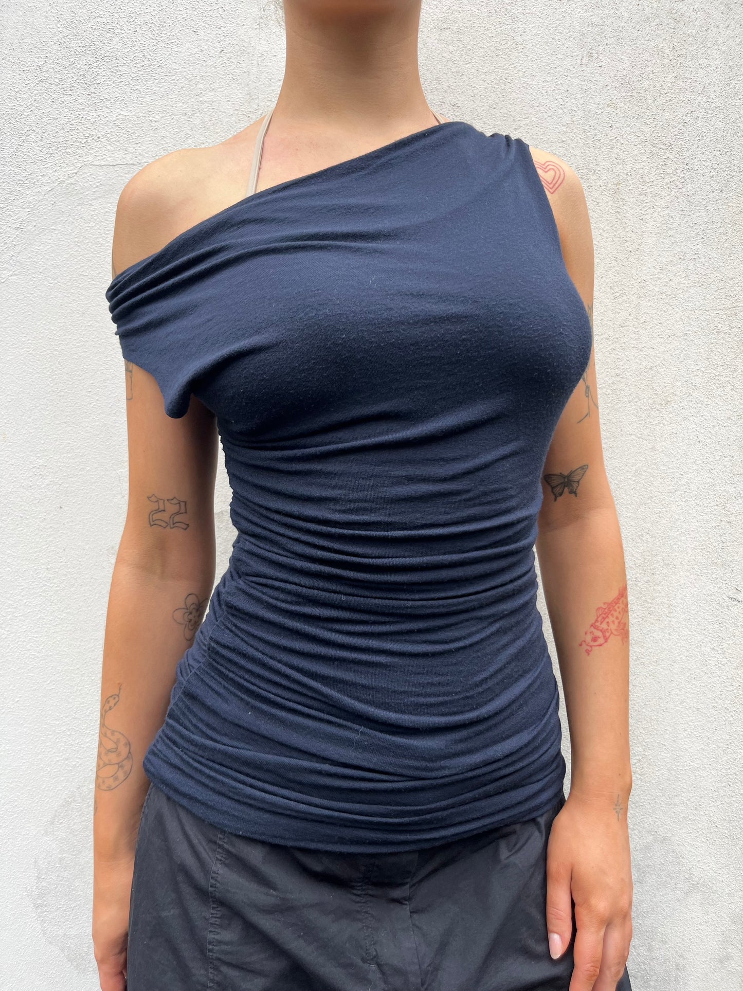 navy slouchy top