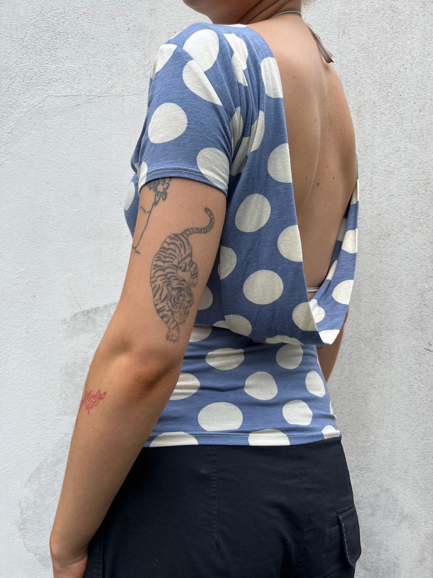 blue polka top