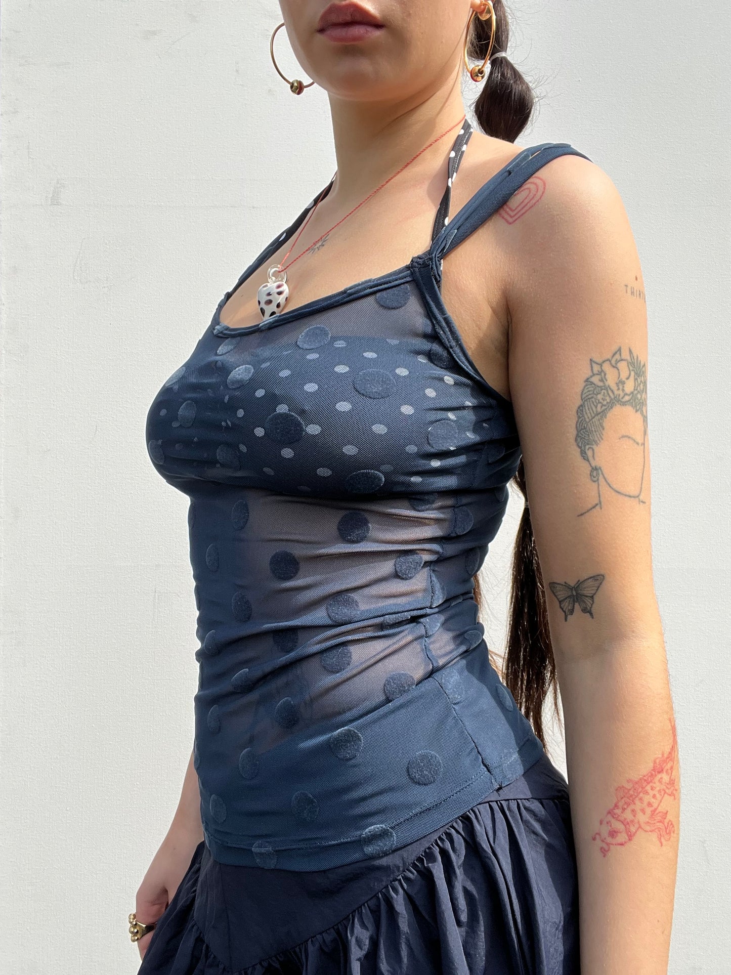 blue polka dot cami