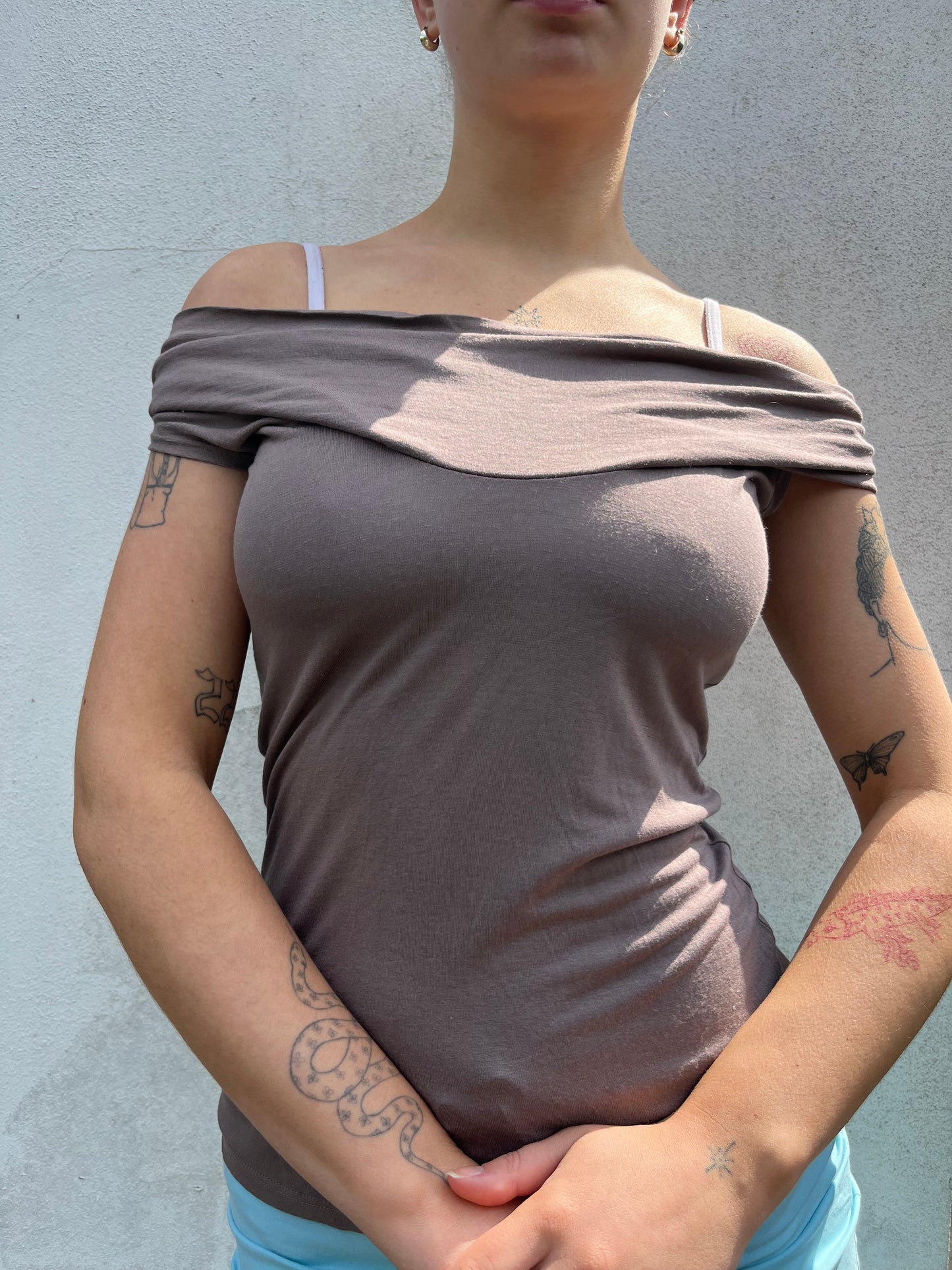 brown cowl top