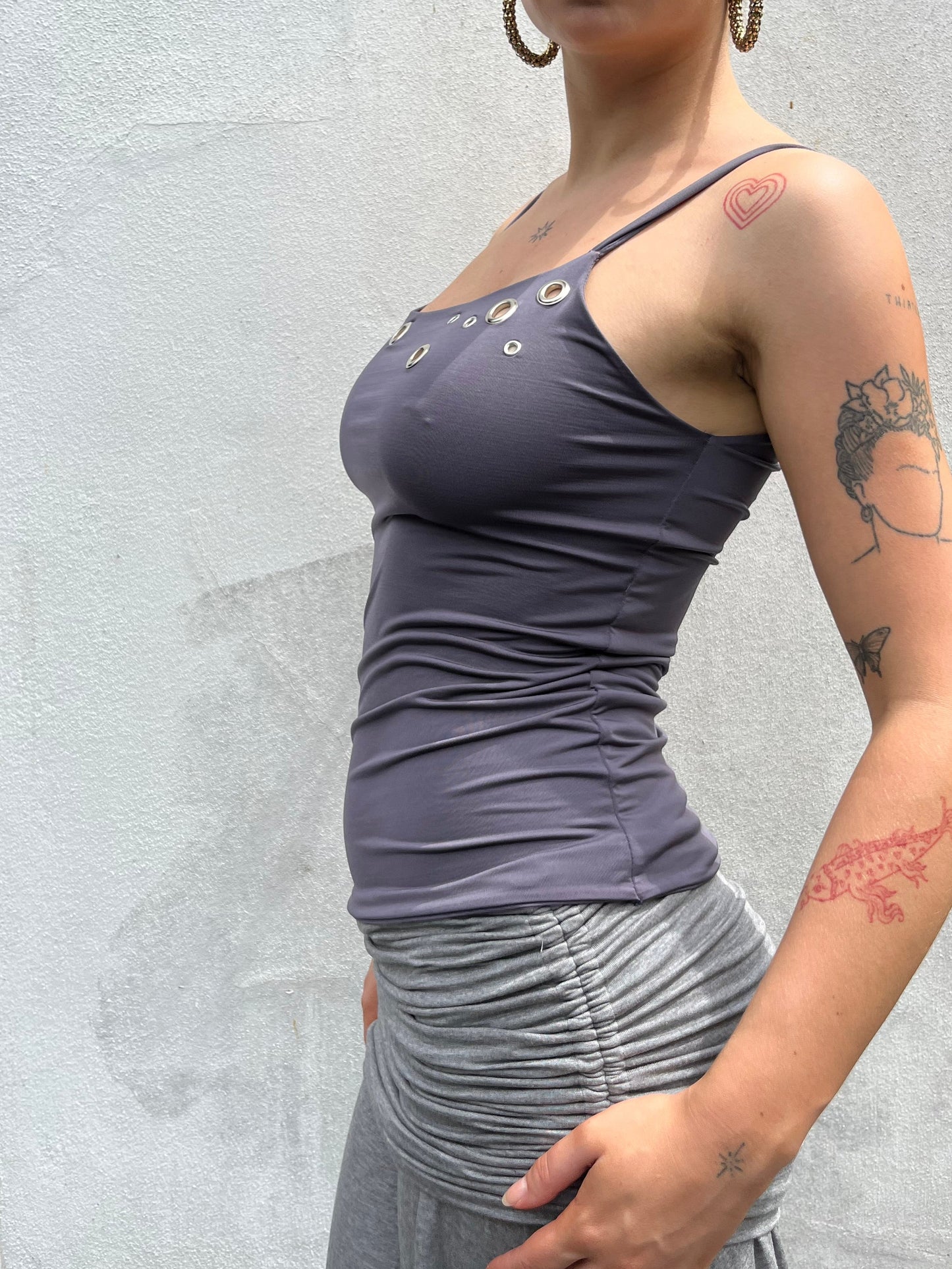 eyelet cami in slate