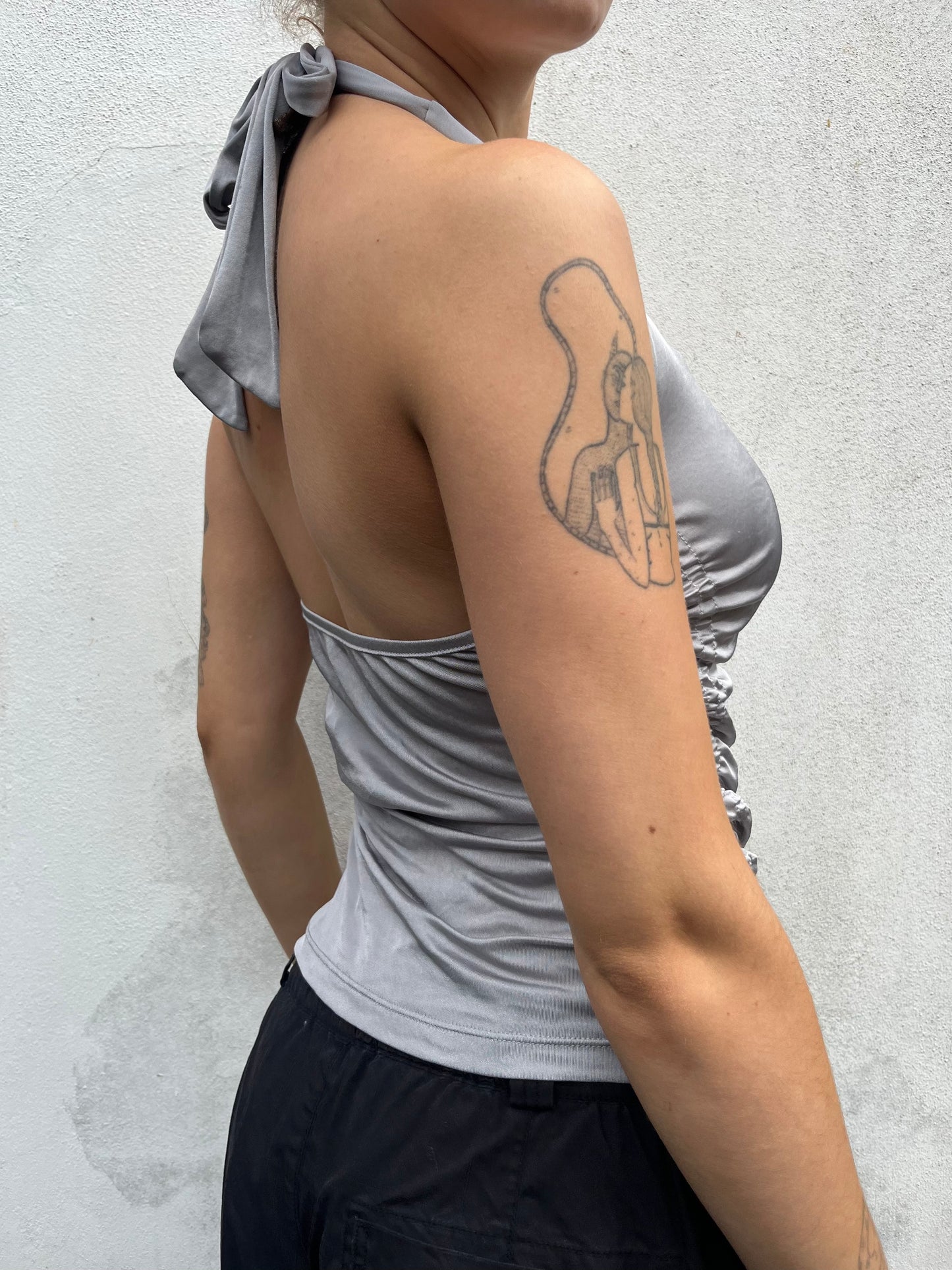 silver halter neck top