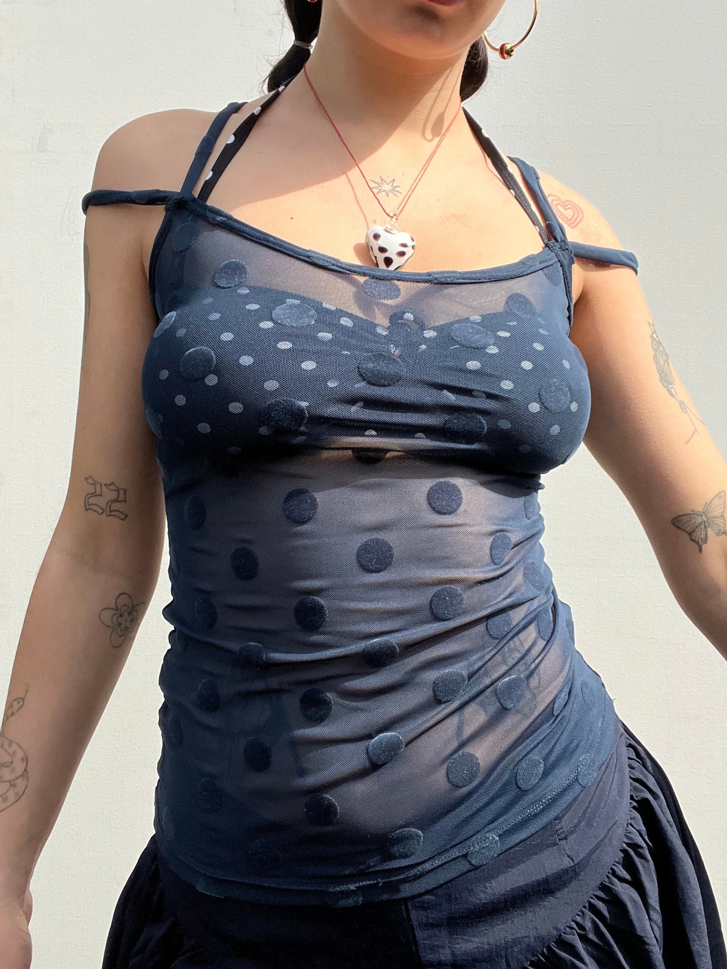 blue polka dot cami