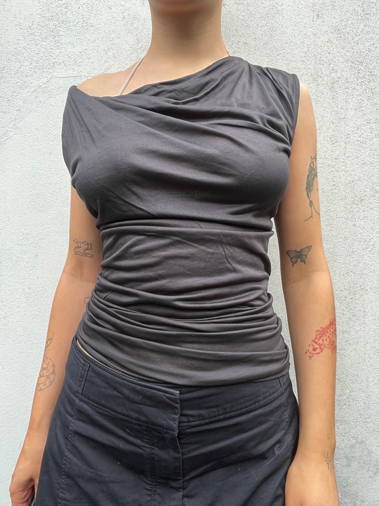 grey brown slouchy top