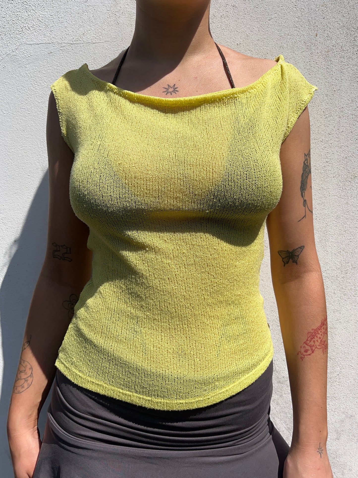 yellow knit top