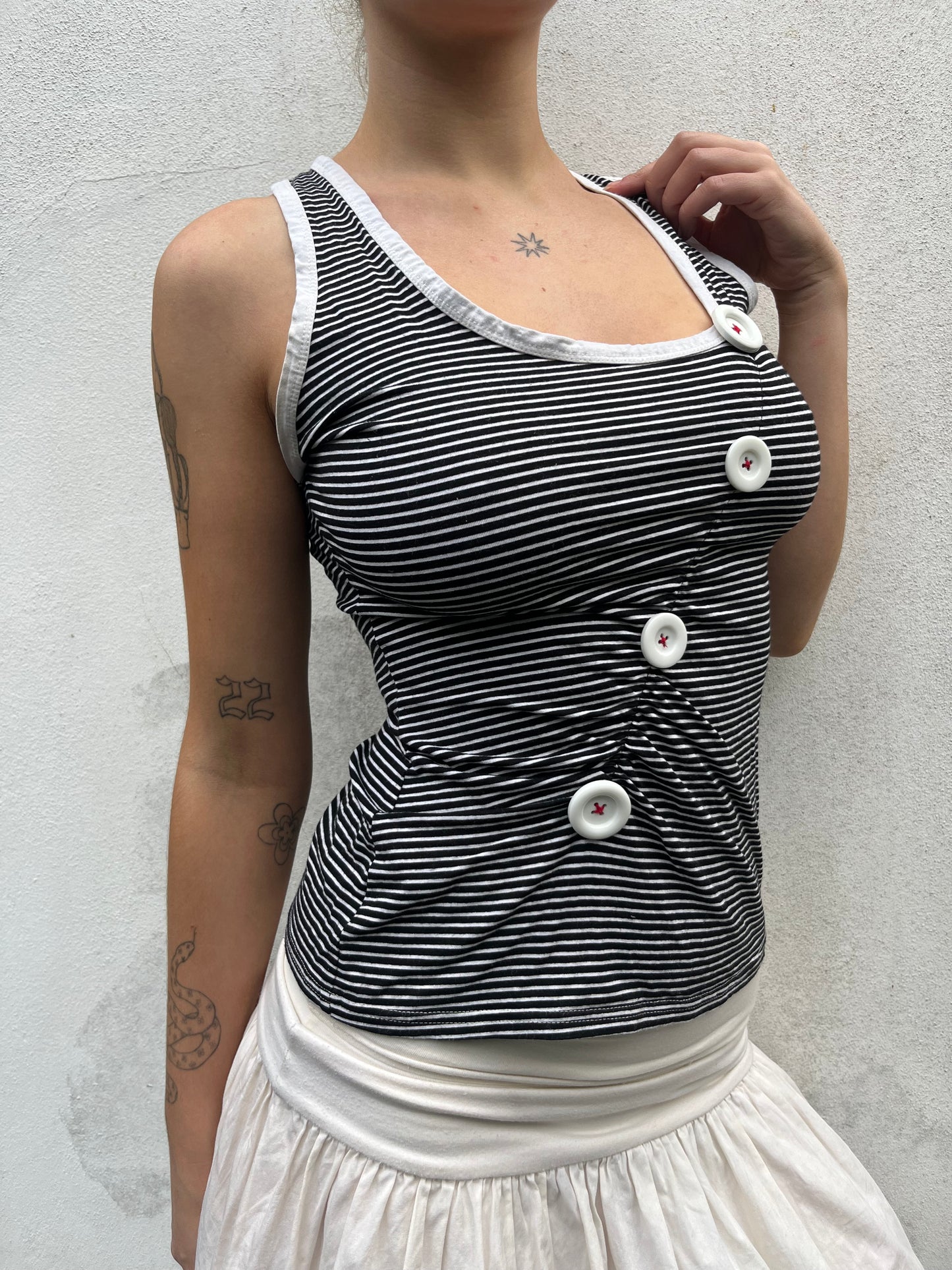 stripy button top