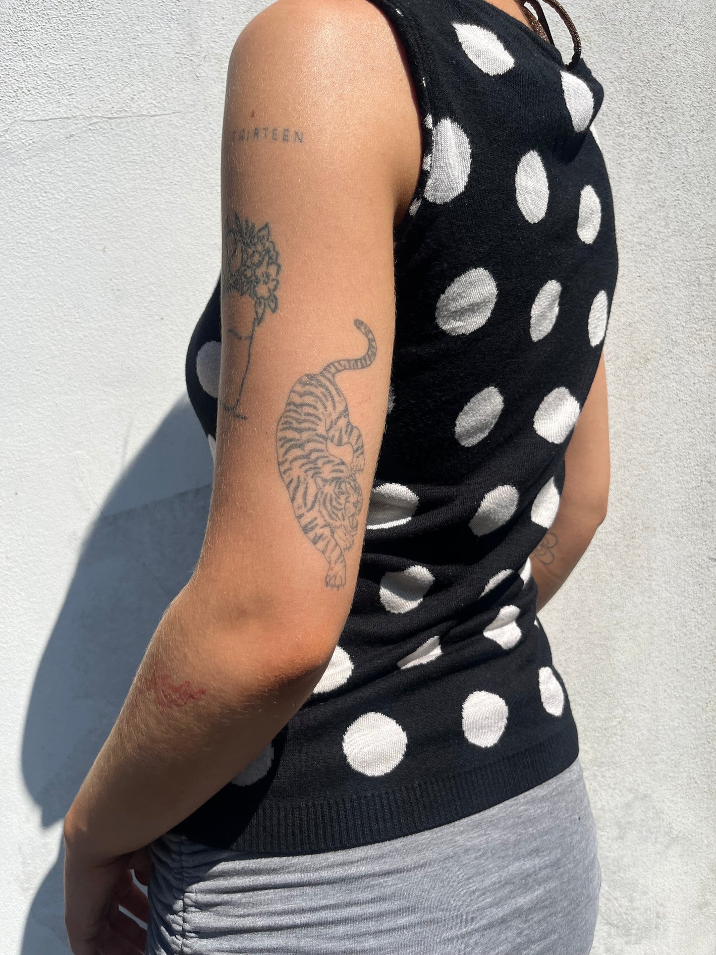 polka dot button top