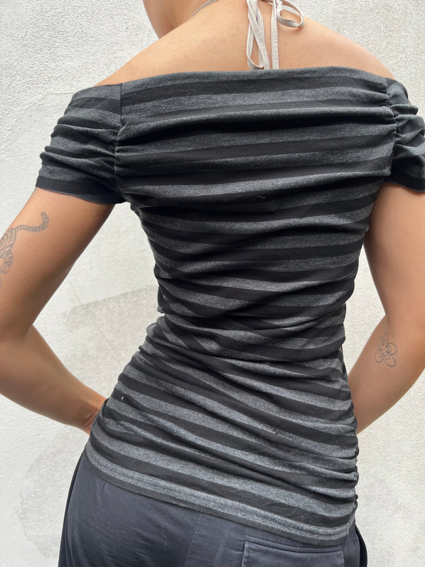 stripy off the shoulder top