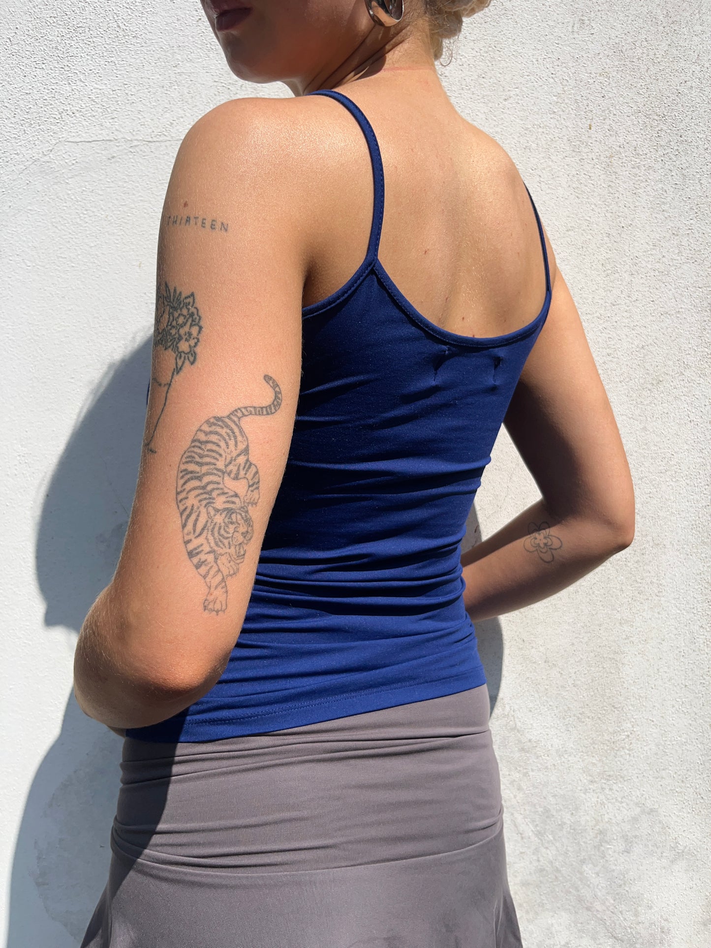navy eyelet cami