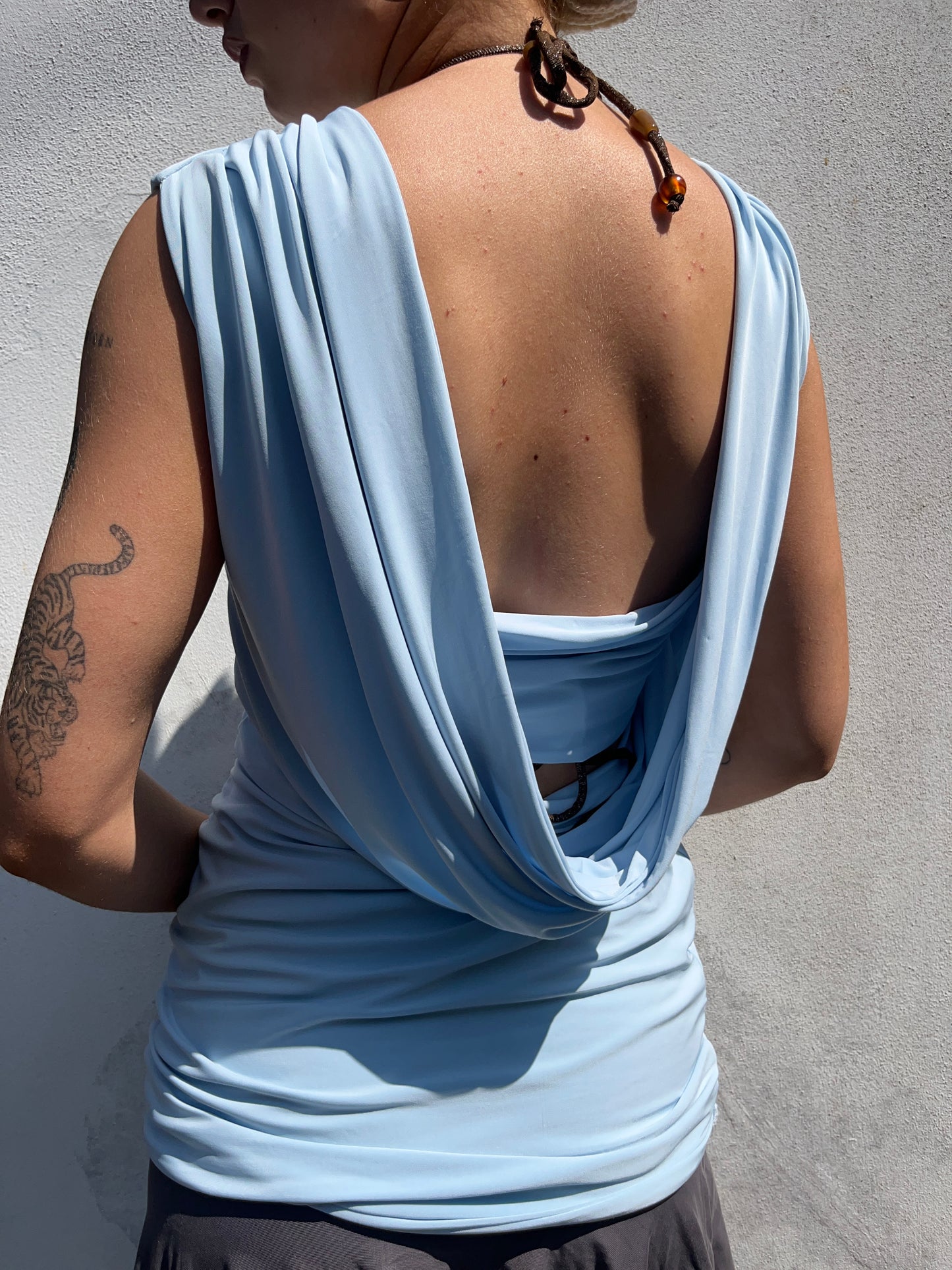 icy blue cowl neck