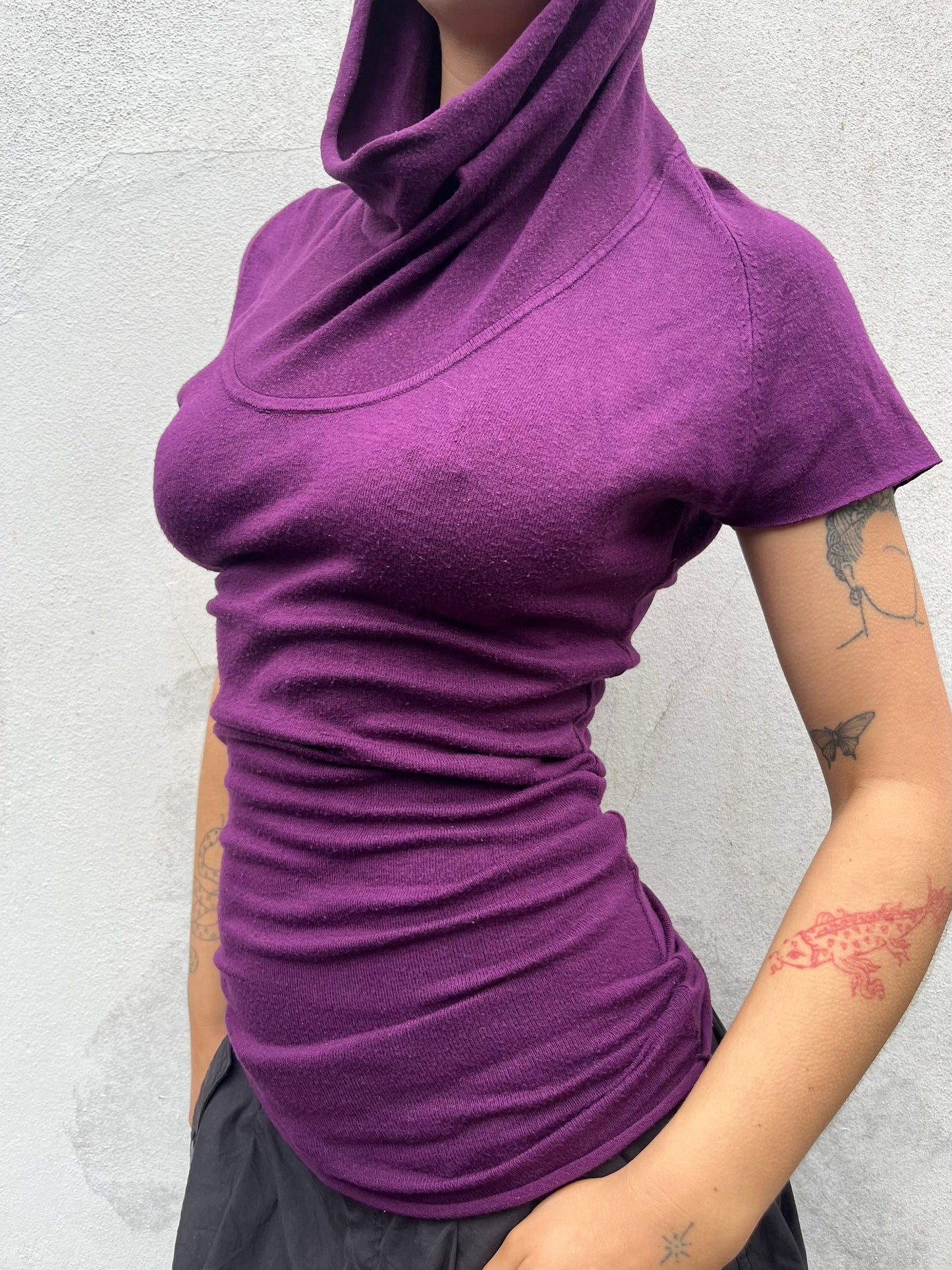 plum slouchy knit top