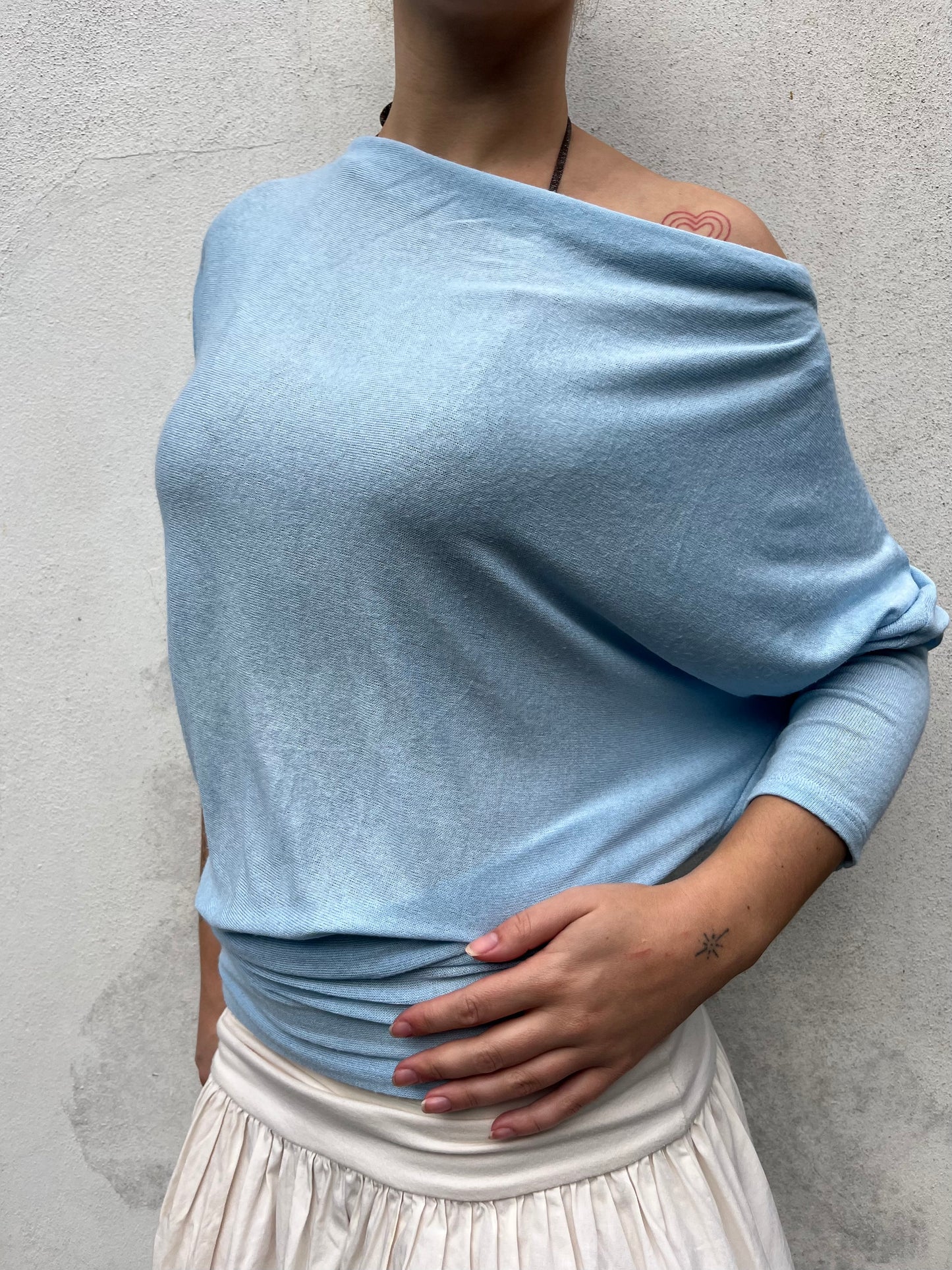 blue batwing knit