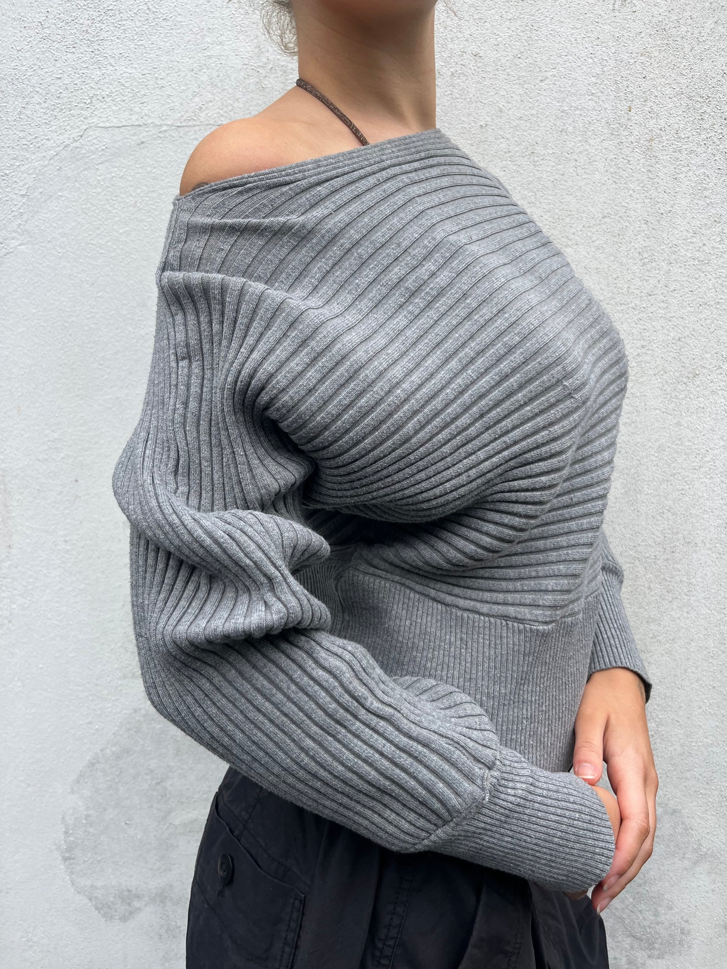 grey batwing knit