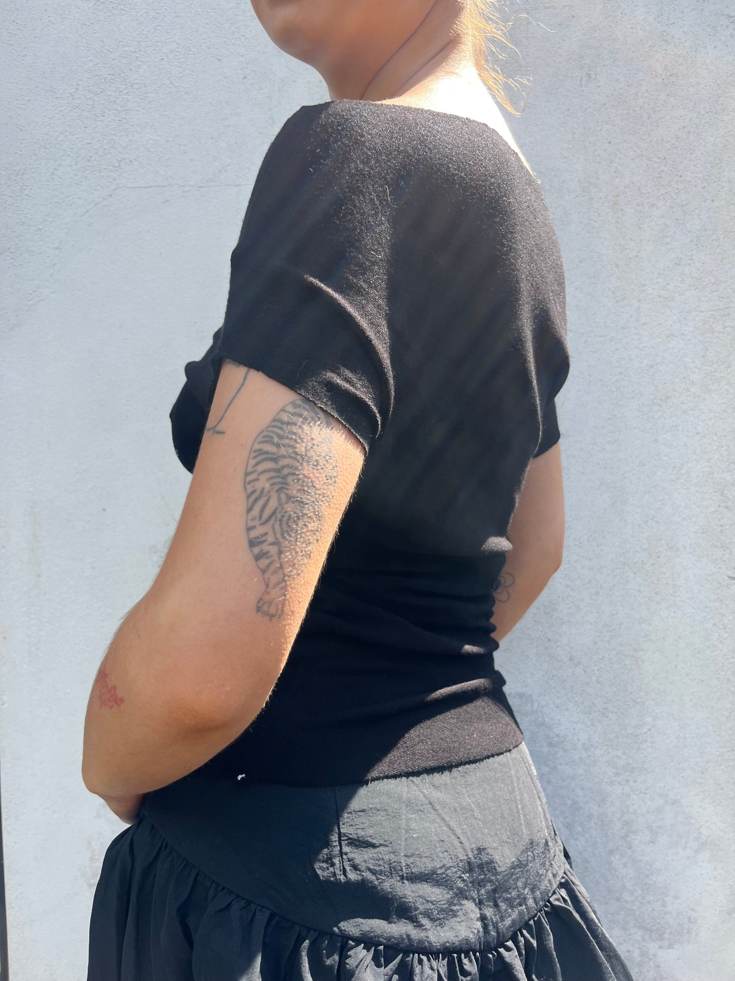 black eyelet top