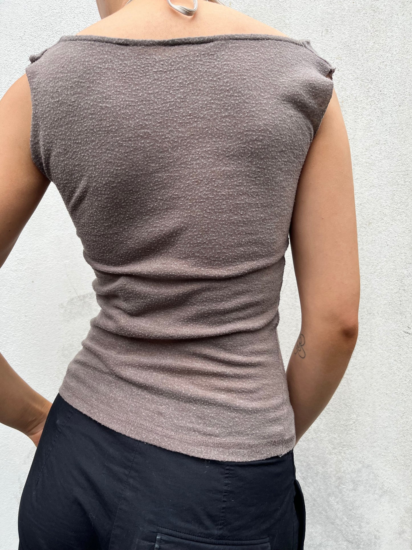 brown knit top