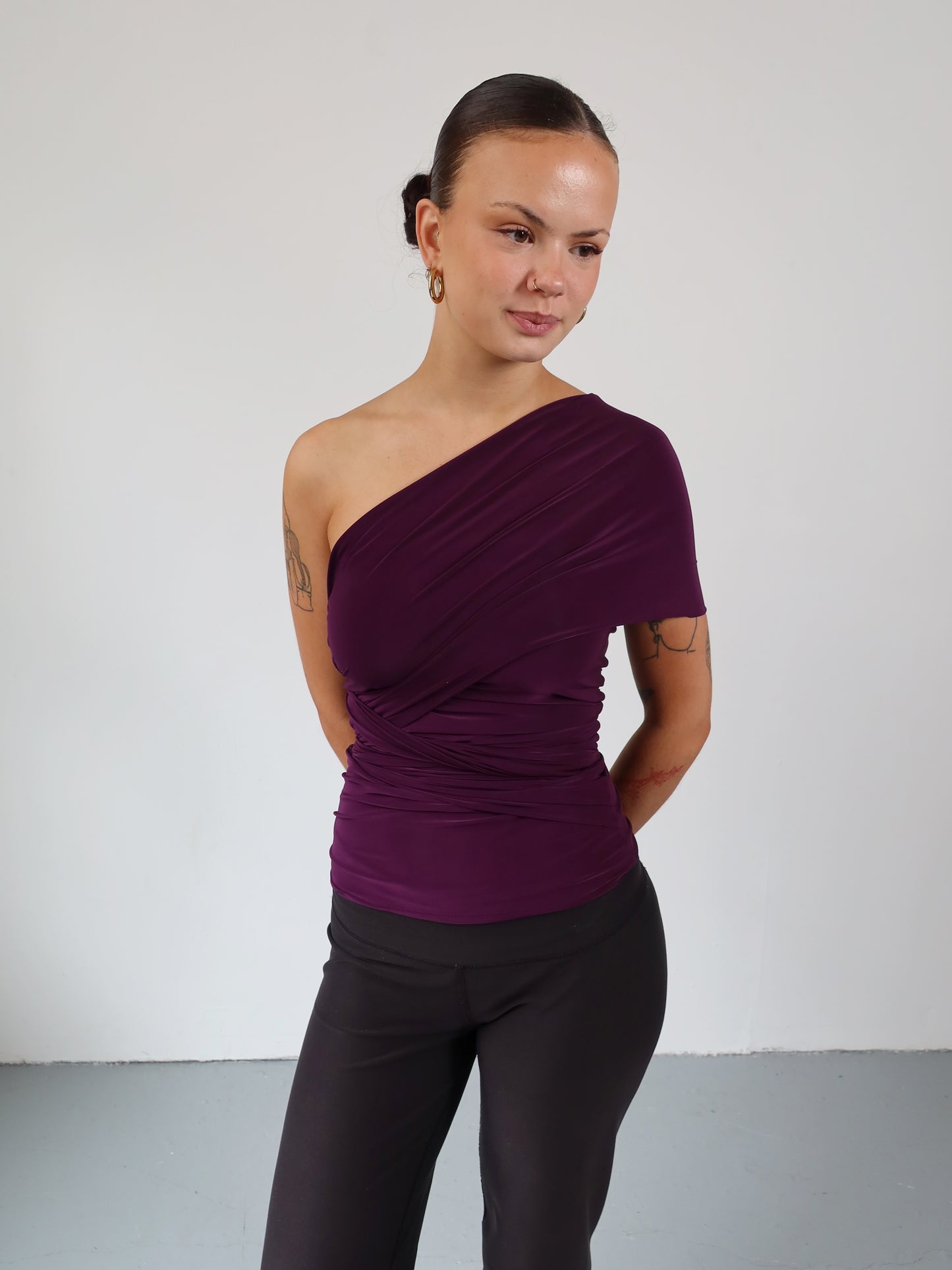 wrap top in aubergine