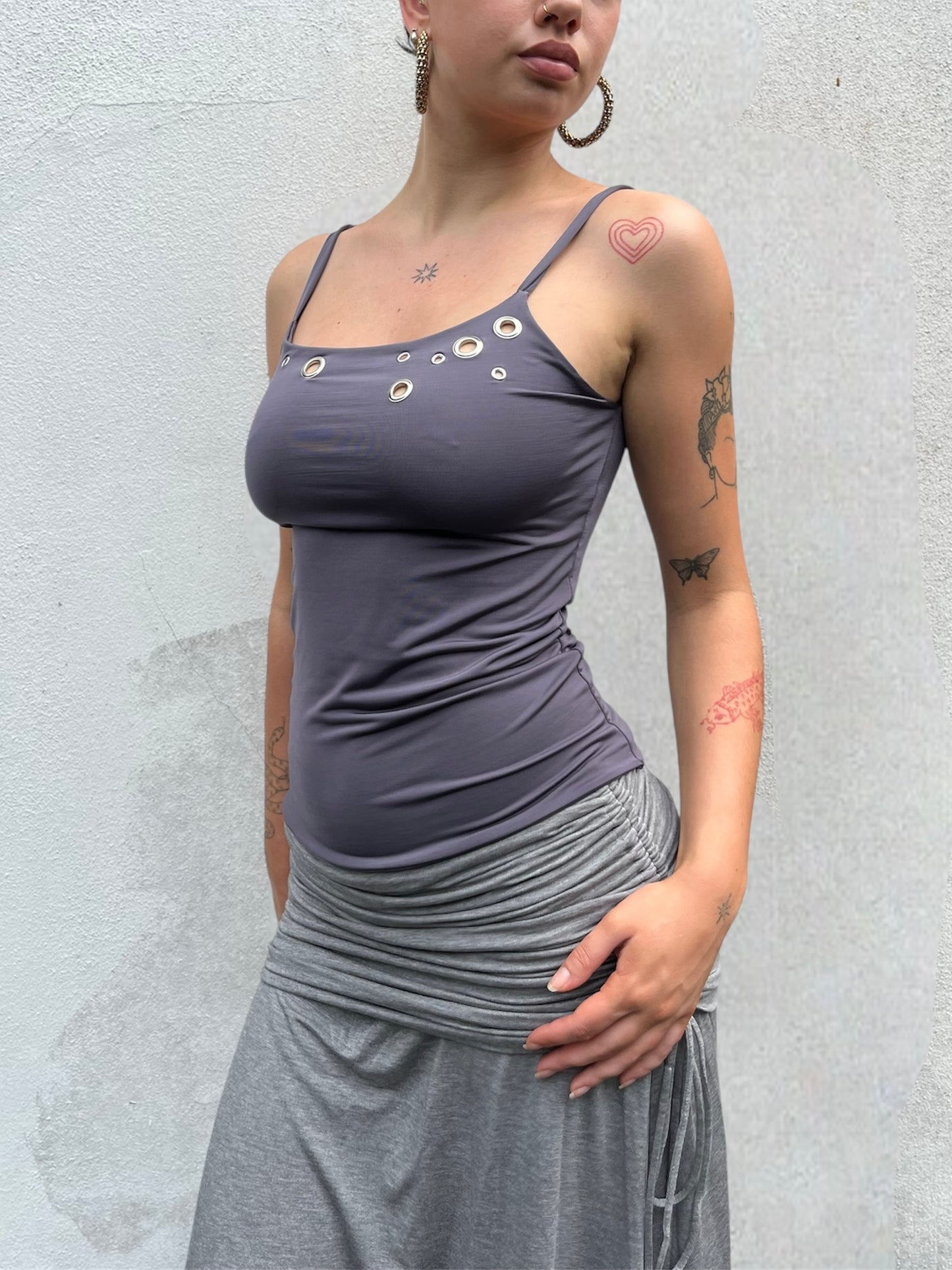 eyelet cami in slate