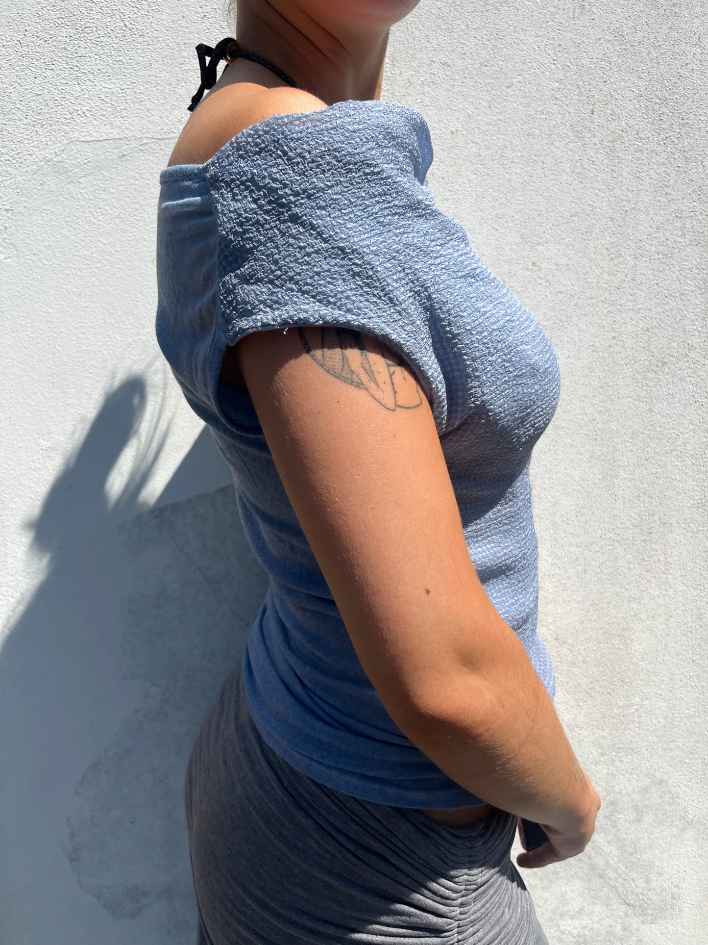 blue slouchy top