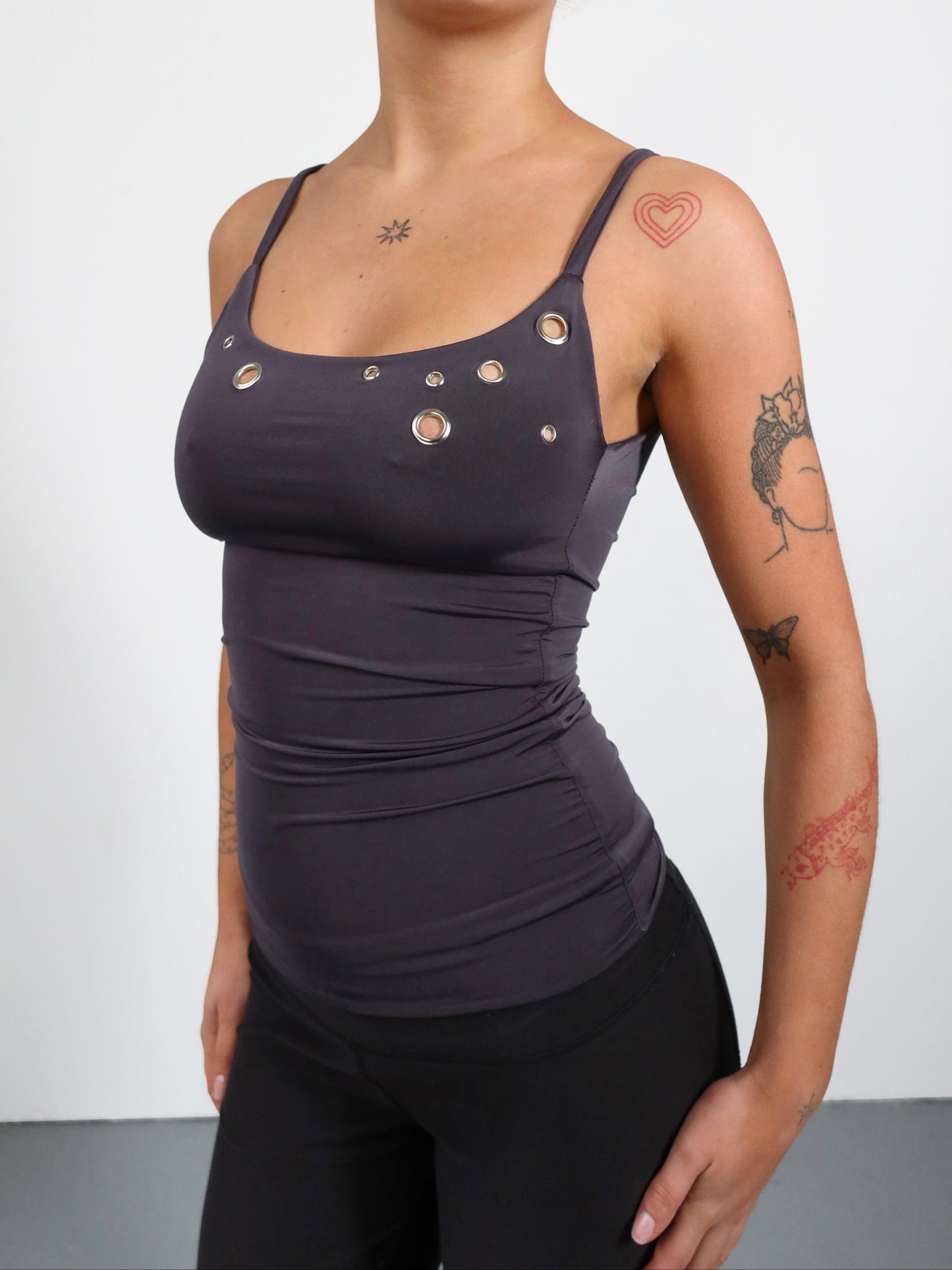 eyelet cami in slate