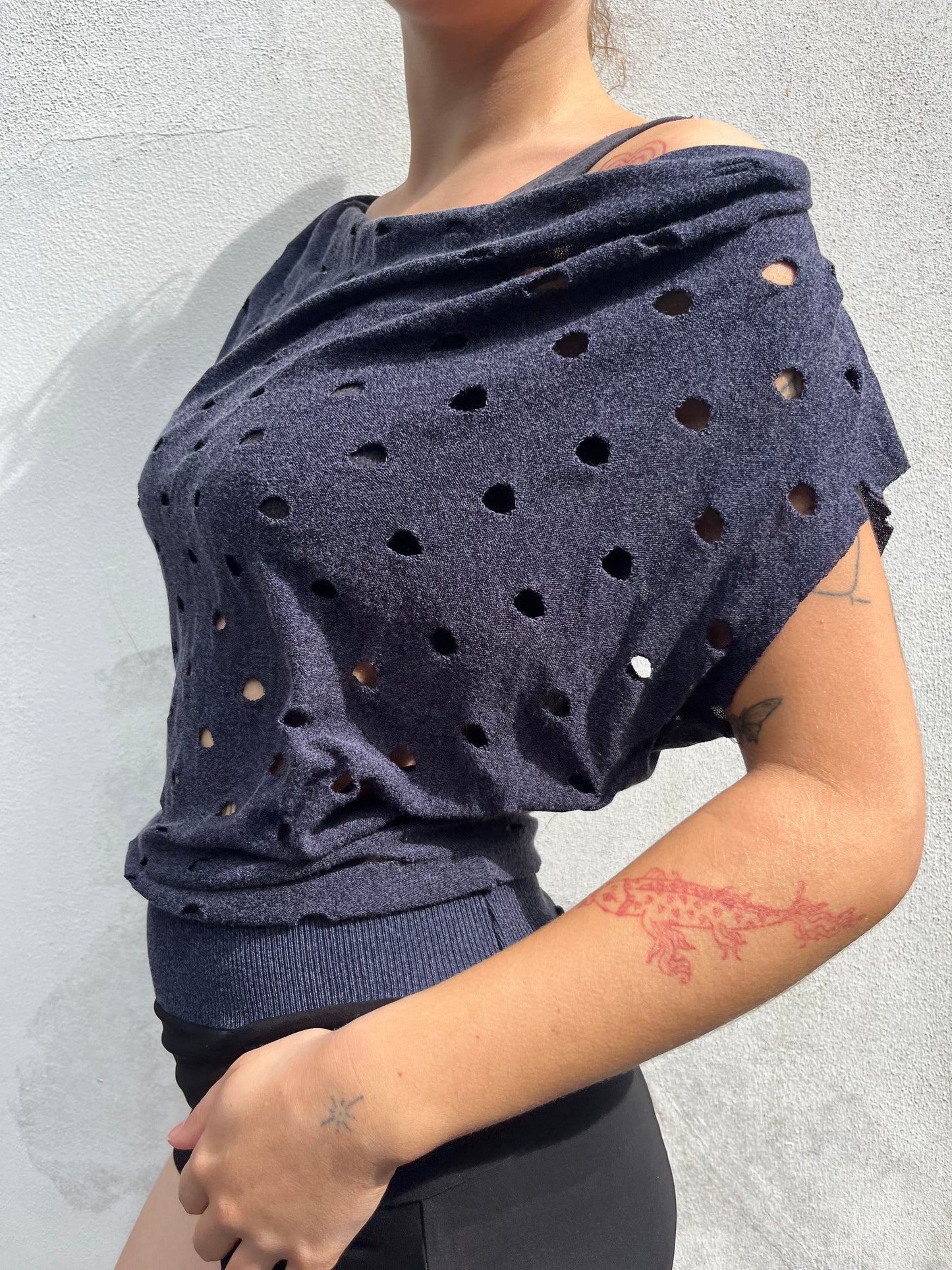 blue slouchy spotty top