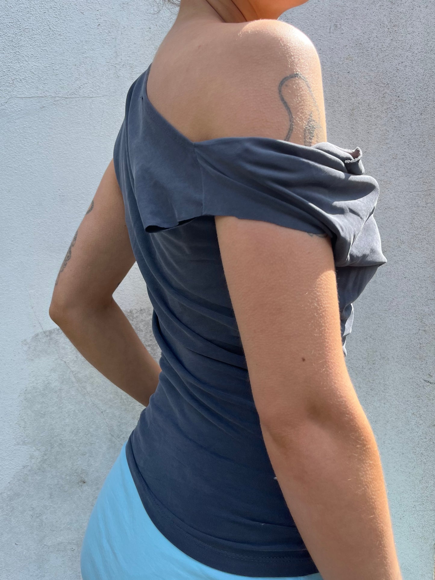 grey blue slouchy top
