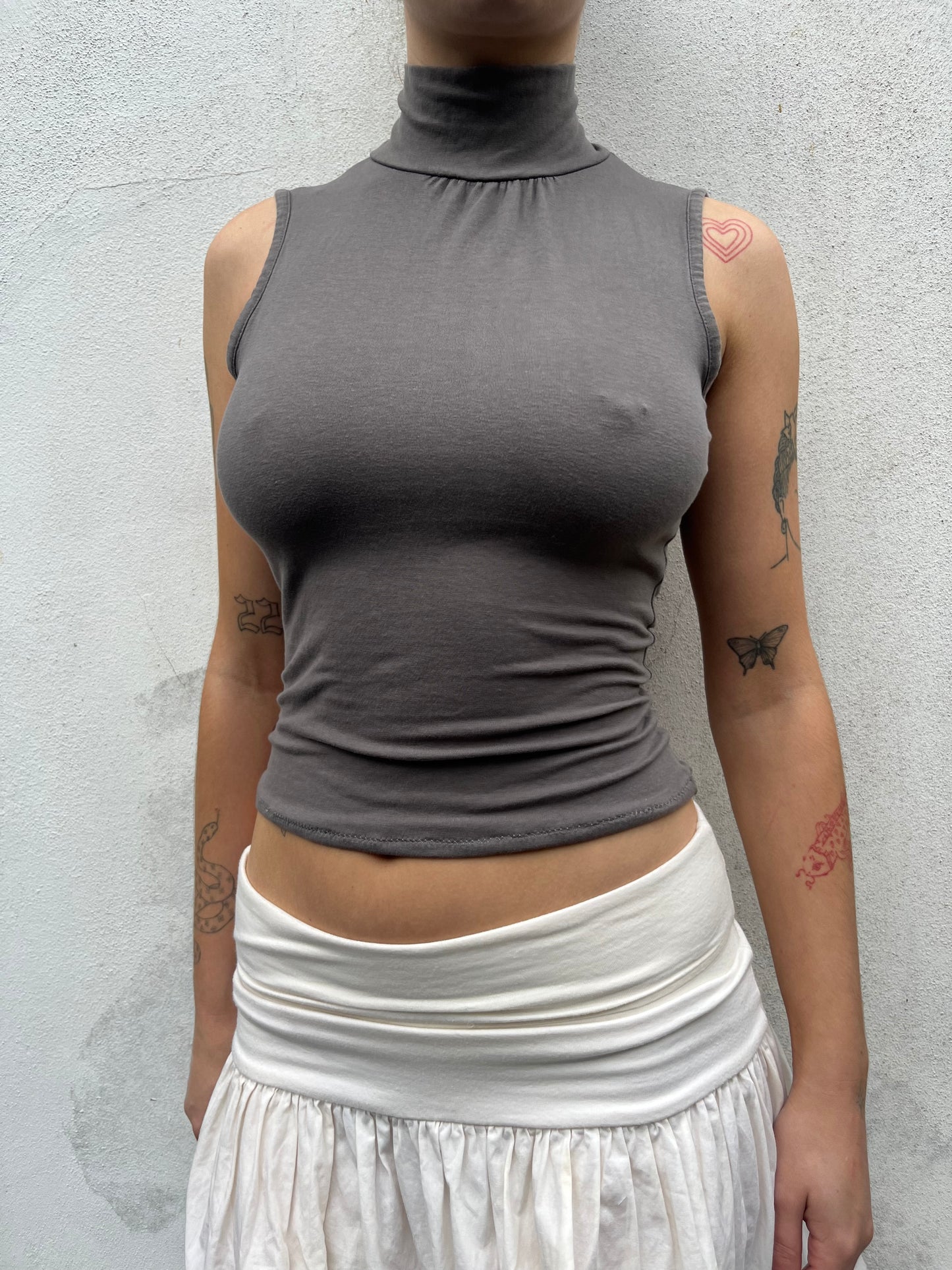 grey open back top